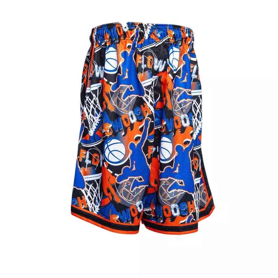 Flow Society Big Boys' 7" NY Swoosh Basketball Trim Shorts - Blue - BLUE