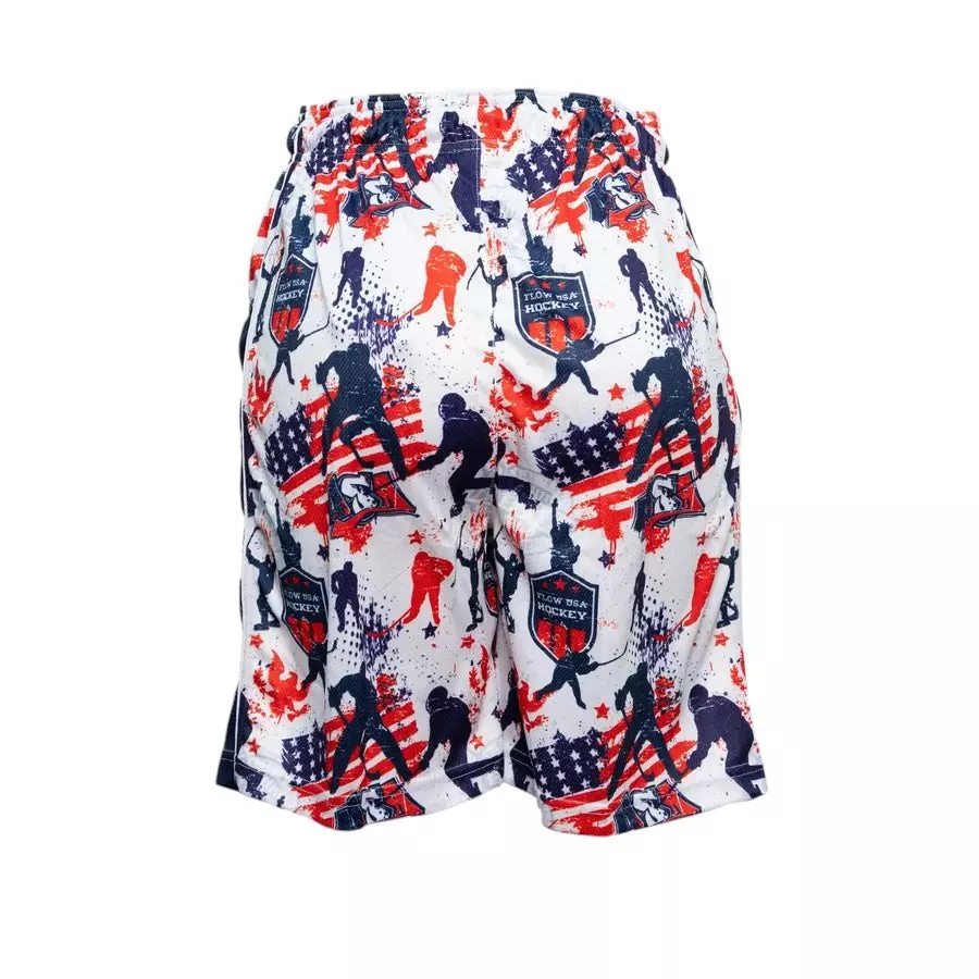 Flow Society Big Boys' 7" Stars & Stripes Hockey Shorts - Multi-Color - MULTI-COLOR