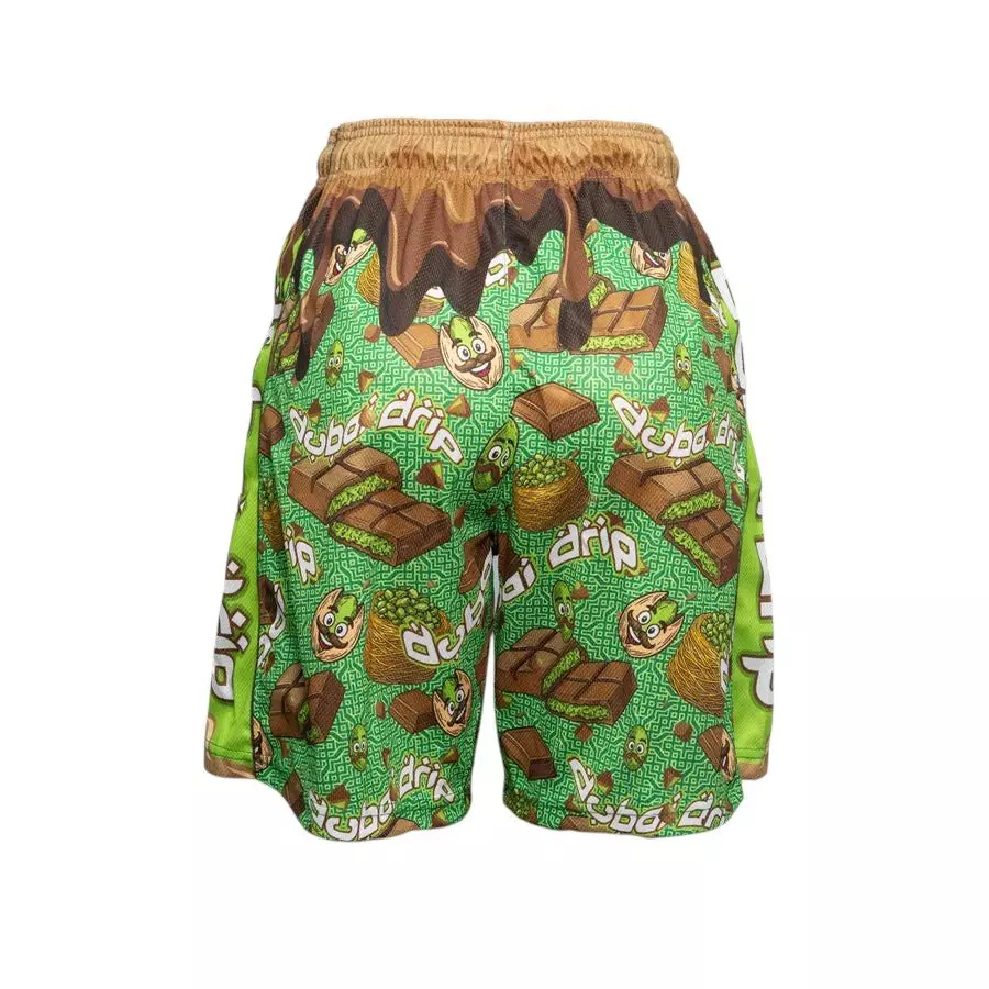 Flow Society Big Boys' 7" Dubai Drip Chocolate Shorts - Green - GREEN