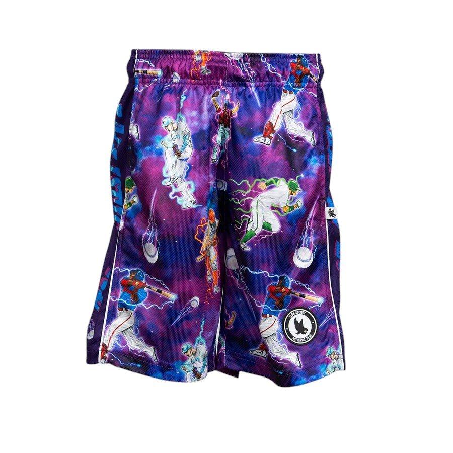 Flow Society Big Boys' 7" Baseball Lightning Shorts - Purple - PURPLE