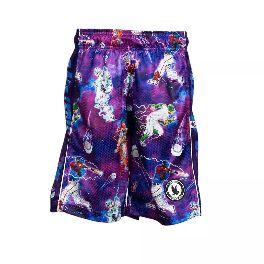 Flow Society Big Boys' 7" Baseball Lightning Shorts - Purple - PURPLE