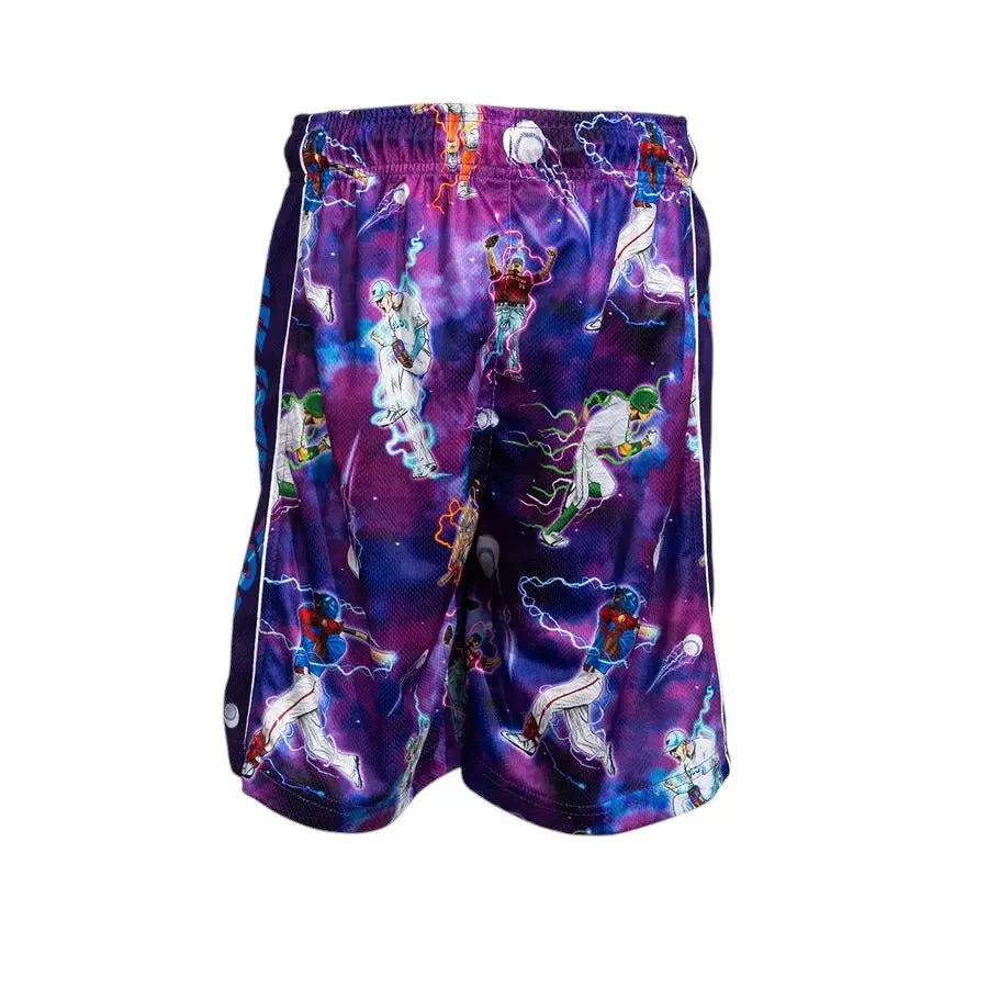 Flow Society Big Boys' 7" Baseball Lightning Shorts - Purple - PURPLE