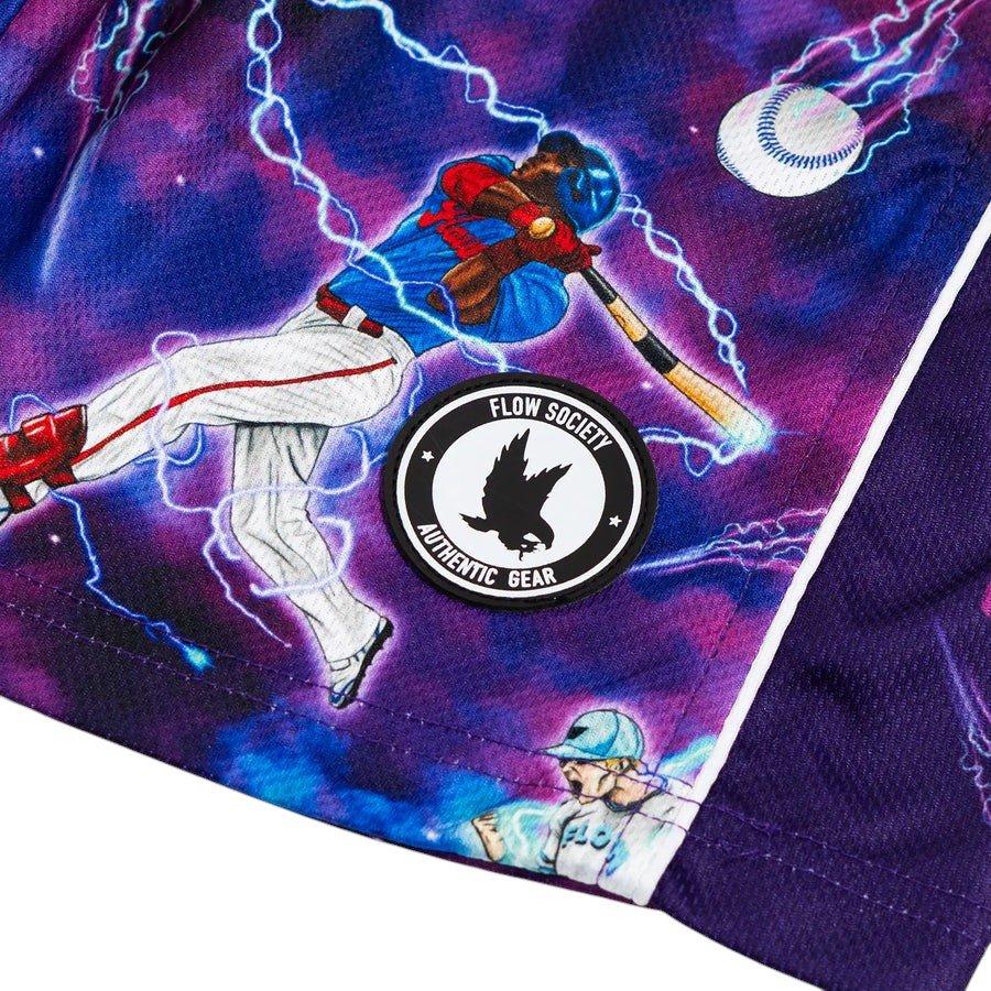 Flow Society Big Boys' 7" Baseball Lightning Shorts - Purple - PURPLE