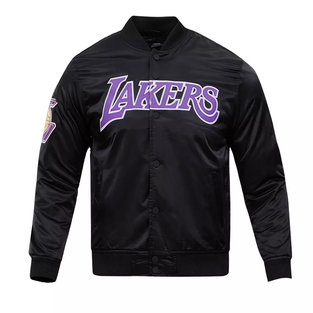 Pro Standard Men's NBA Los Angeles Lakers Big Logo Satin Jacket -Black - BLACK