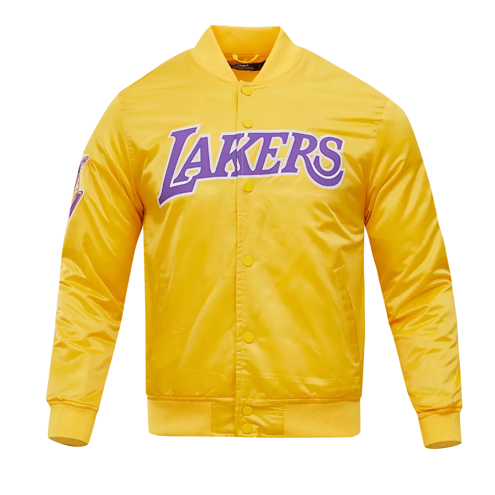 Pro Standard Men's NBA Los Angeles Lakers Big Logo Satin Jacket -Yellow - YELLOW