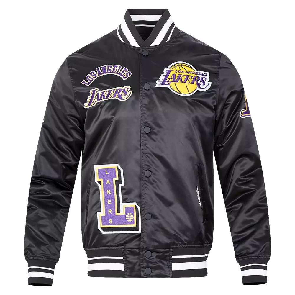 Pro Standard Men's NBA Los Angeles Lakers Sublimated Satin​ Purple Sky​​ Jacket -Black - BLACK