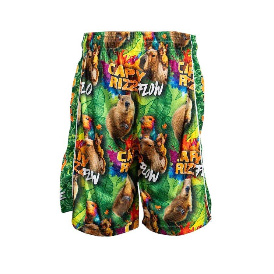 Flow Society Big Boys' 7" Capybaras Capy Rizz Flow Shorts - Green - GREEN