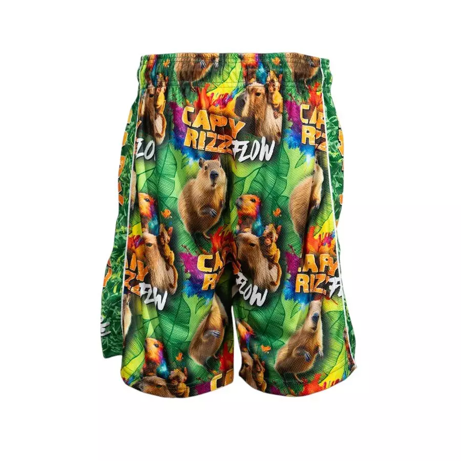Flow Society Big Boys' 7" Capybaras Capy Rizz Flow Shorts - Green - GREEN