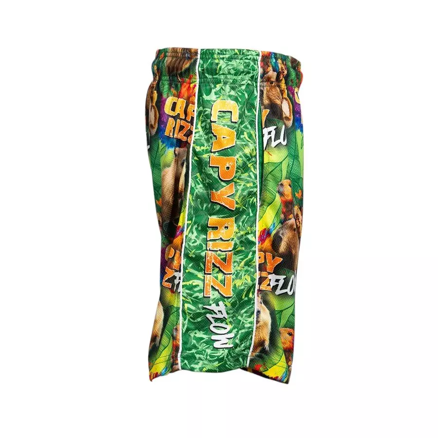 Flow Society Big Boys' 7" Capybaras Capy Rizz Flow Shorts - Green - GREEN