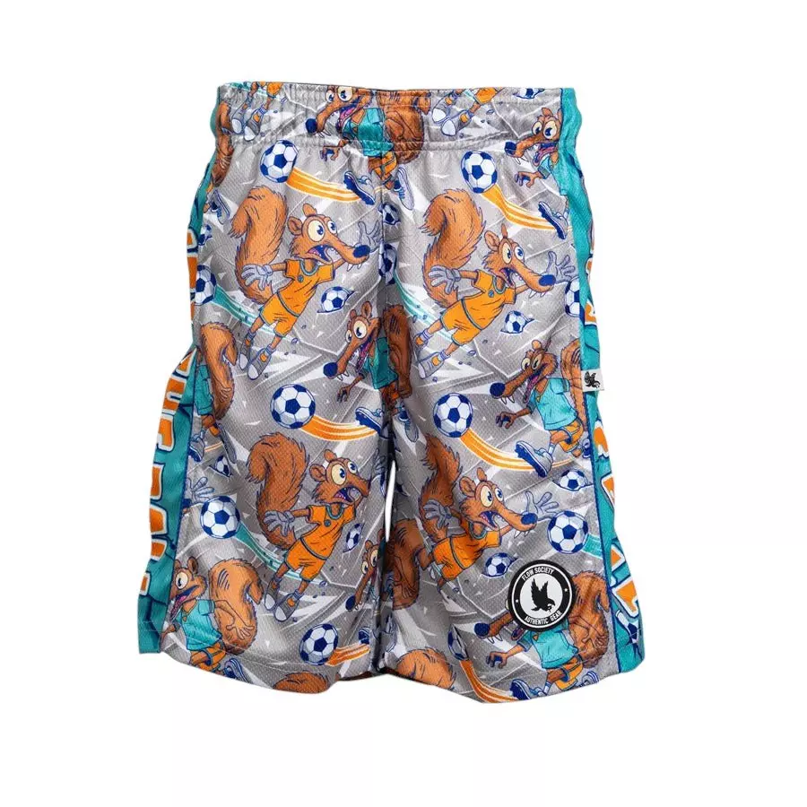 Flow Society Big Boys' 7" Soccer Squirrel Shorts - Grey/Teal - GREY/TEAL