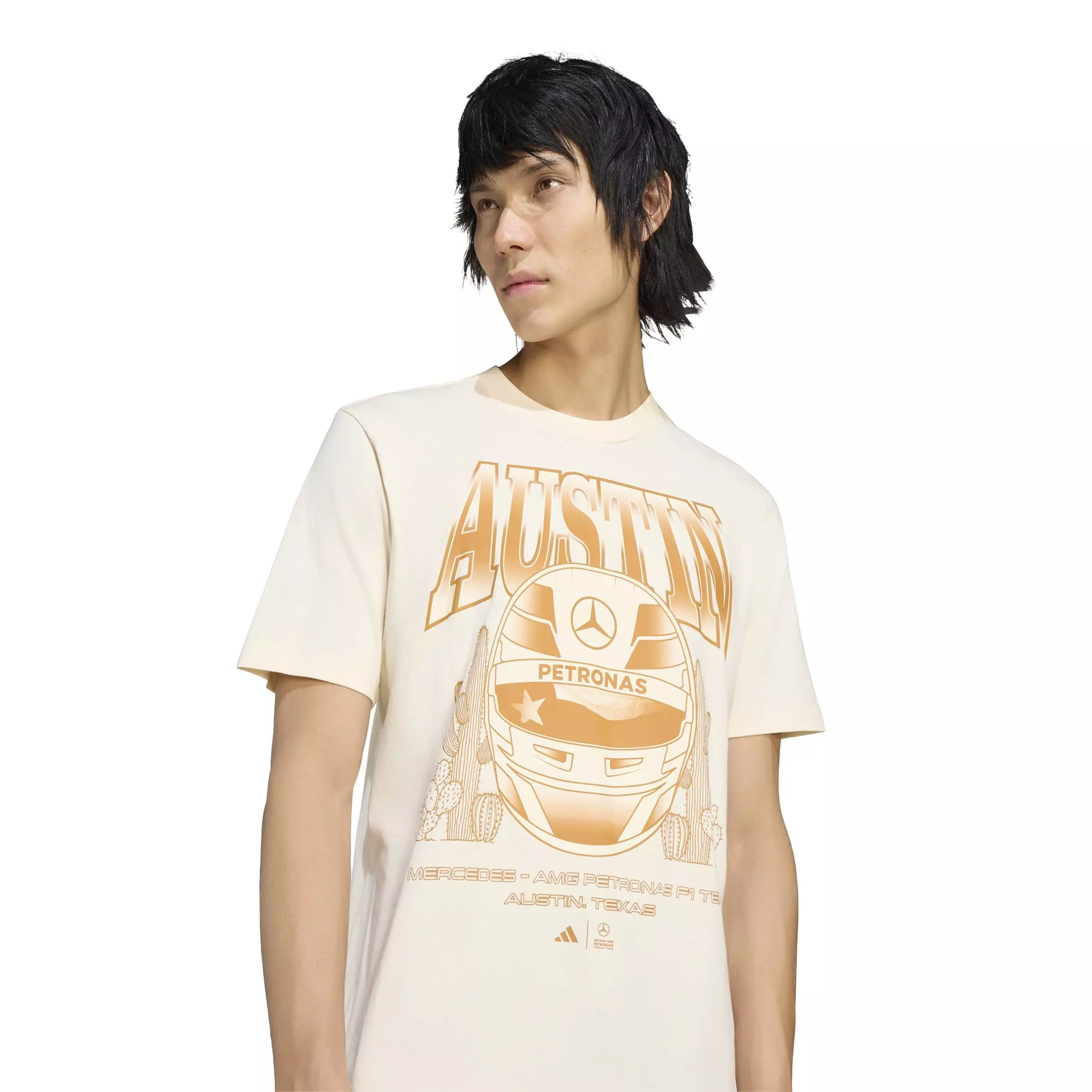 adidas Mercedes AMG Petronas Formula 1 Team Austin Men's Tee - BEIGE