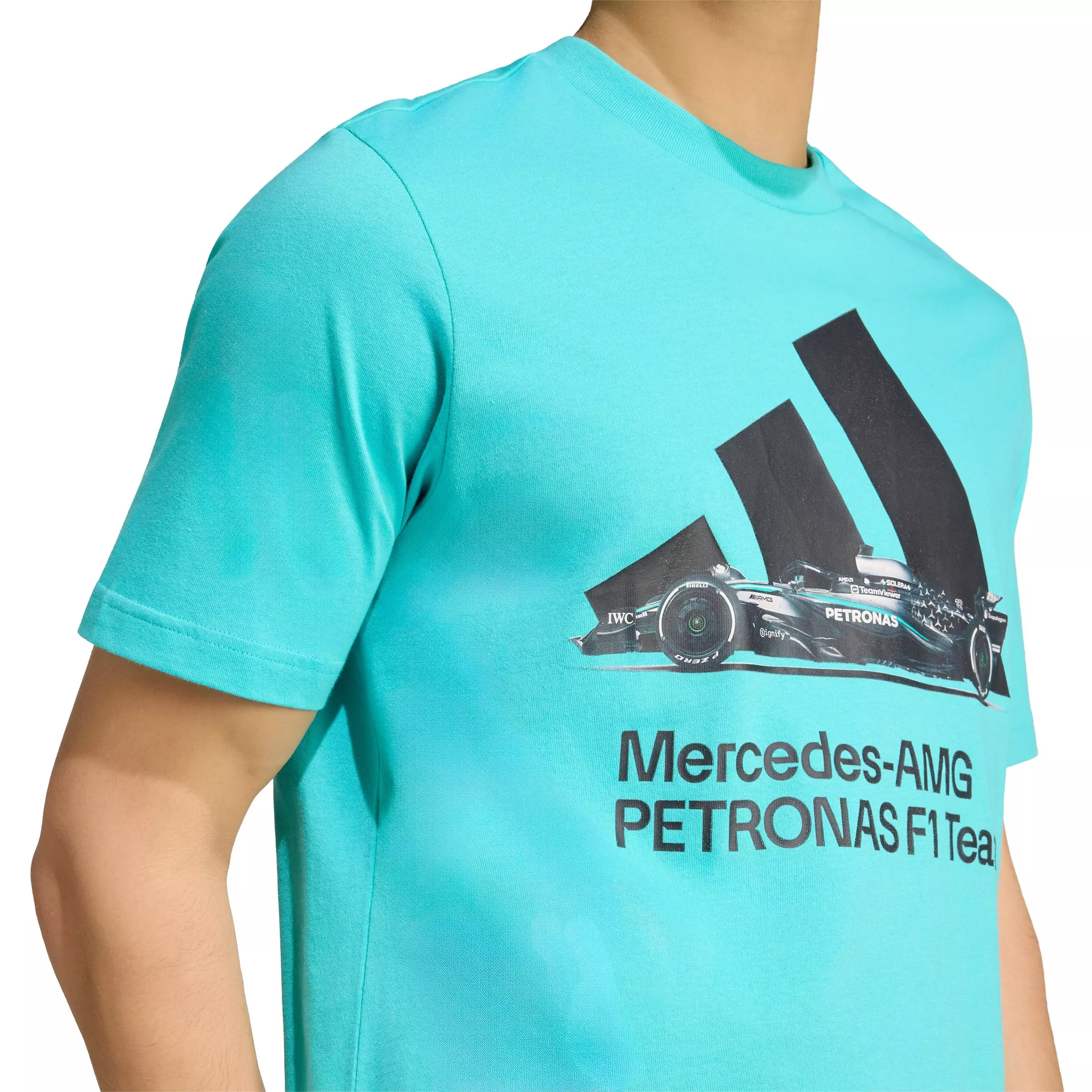 adidas Men's Mercedes AMG Petronas Formula 1 Team T-Shirt - Turquoise - TURQUOISE