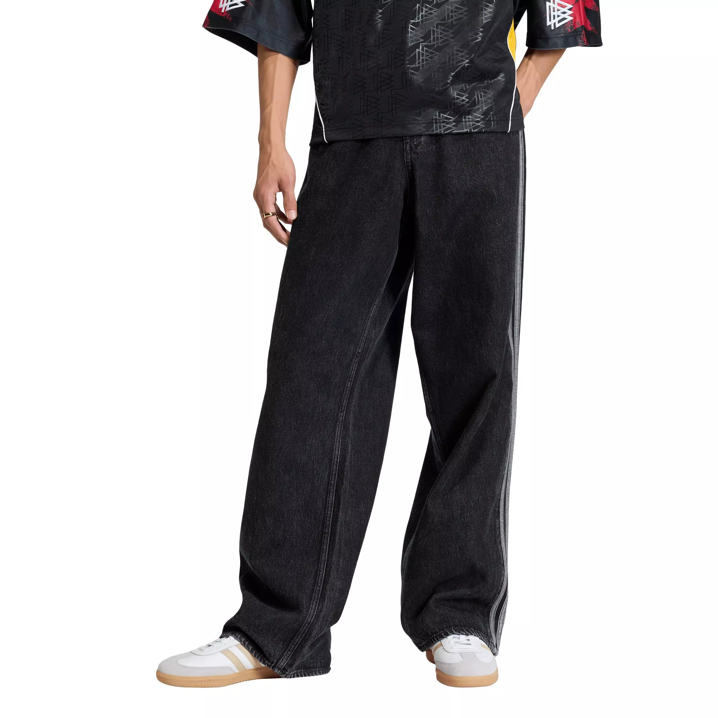 adidas Originals Men's Adicolor Firebird Black Wash Denim Jeans - BLACK