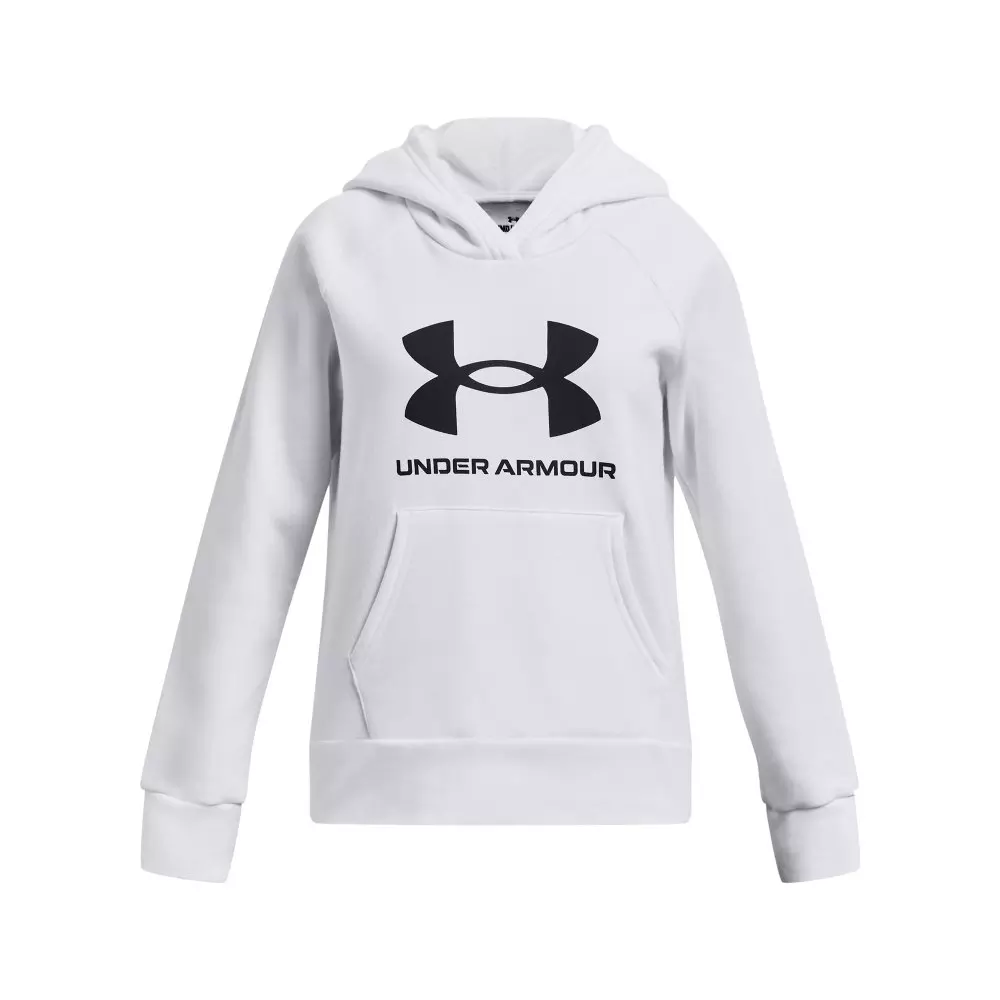 Under Armour Big Girls' Rival Fleece Big Logo Hoodie - White - WHITE