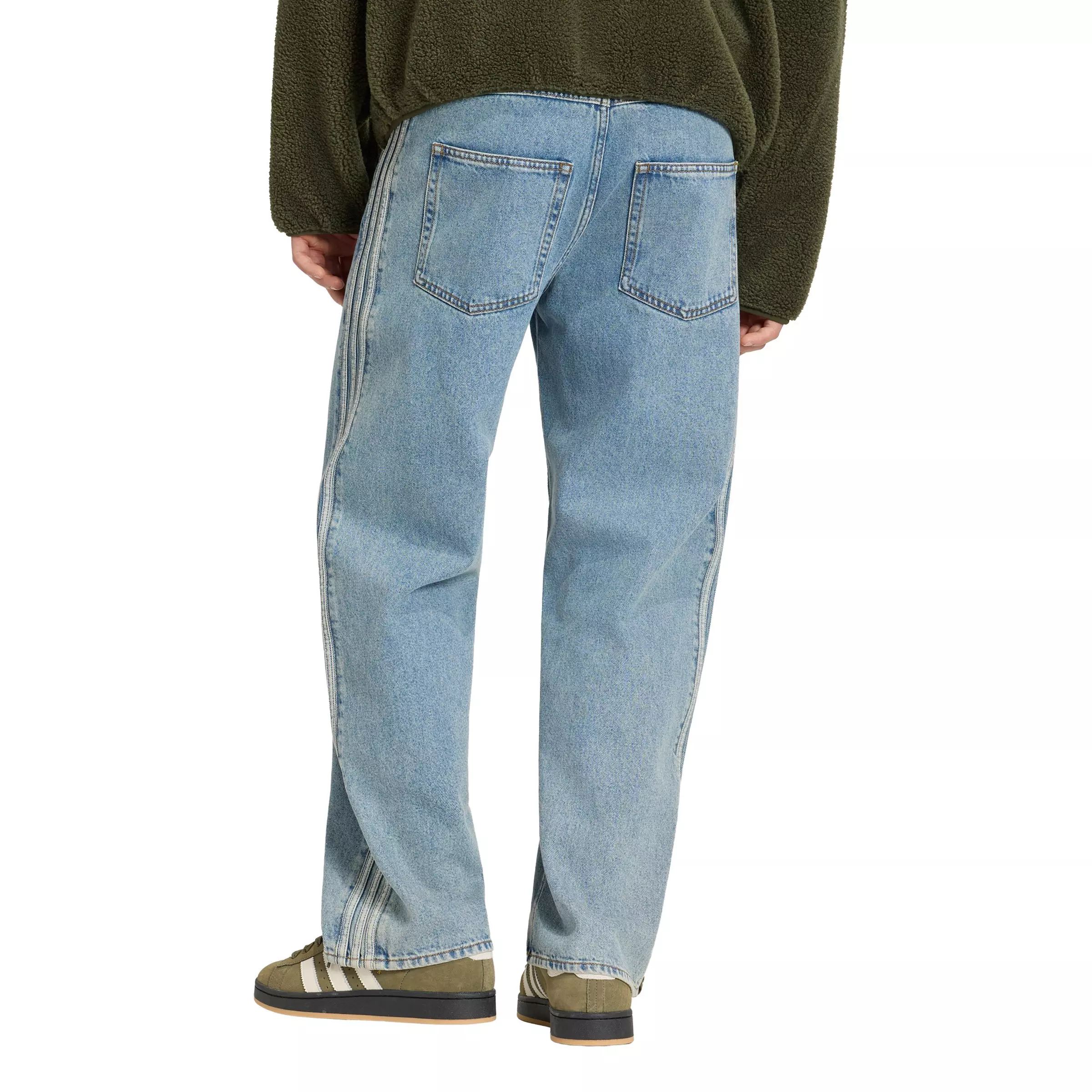 adidas Originals Men's Adicolor Firebird Mid-Rise Straight Leg Blue Wash Denim Jeans - BLUE