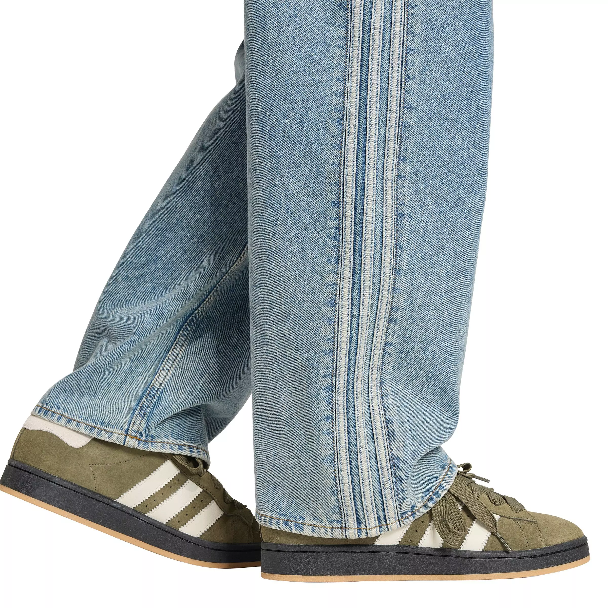 adidas Originals Men's Adicolor Firebird Mid-Rise Straight Leg Blue Wash Denim Jeans - BLUE
