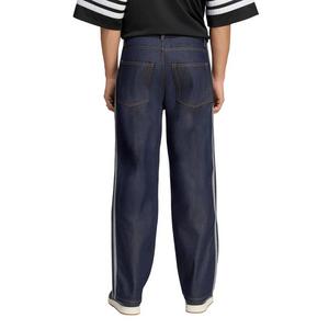 adidas Originals Men's Firebird Adicolor Mid-Rise Straight Leg Dark Blue Wash Denim Jeans - BLUE