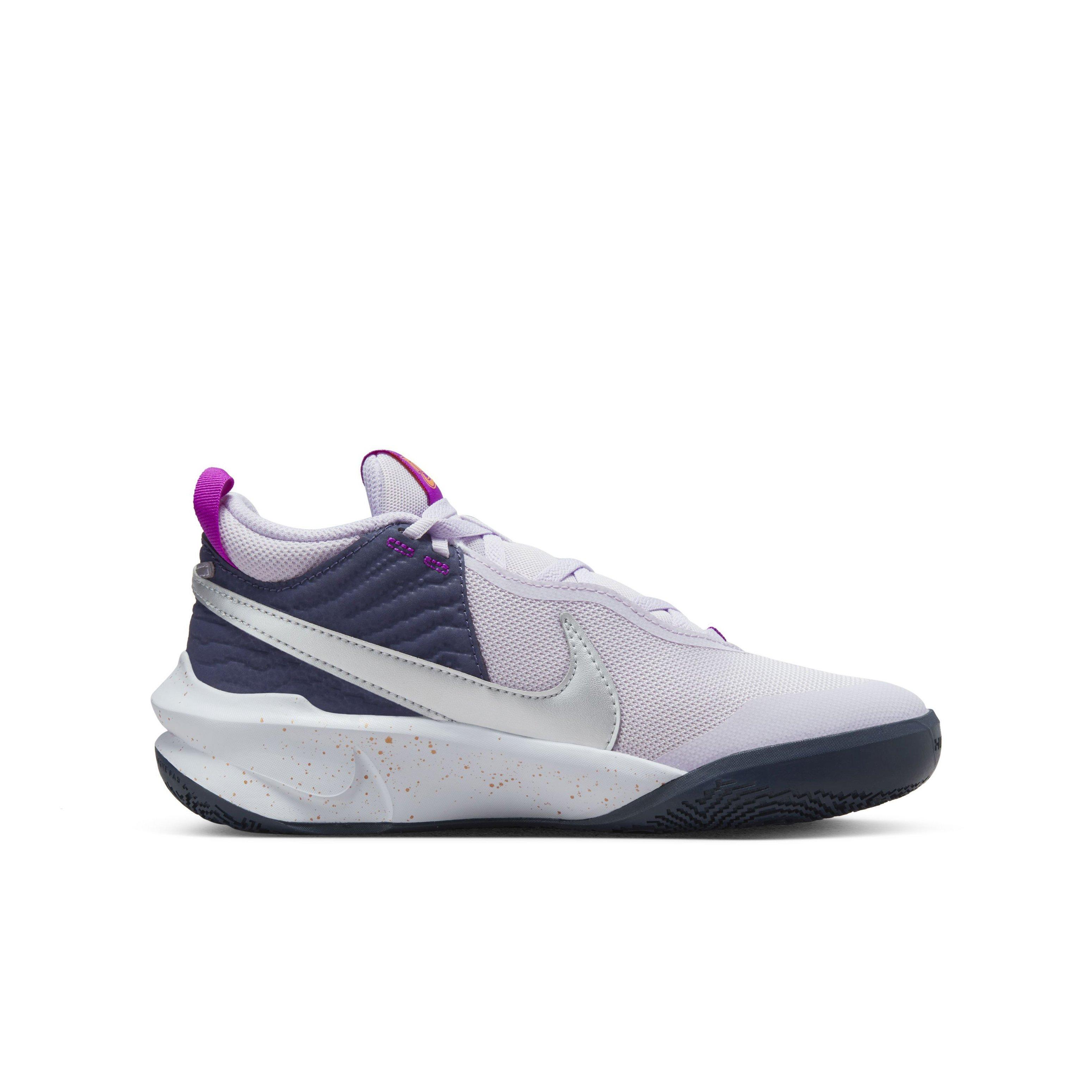 Nike Team Hustle D 10 SE "Barely Grape/Metallic Silver" Grade School Boys' Basketball Shoe - GRAPE/SILVER Thumbnail View 1