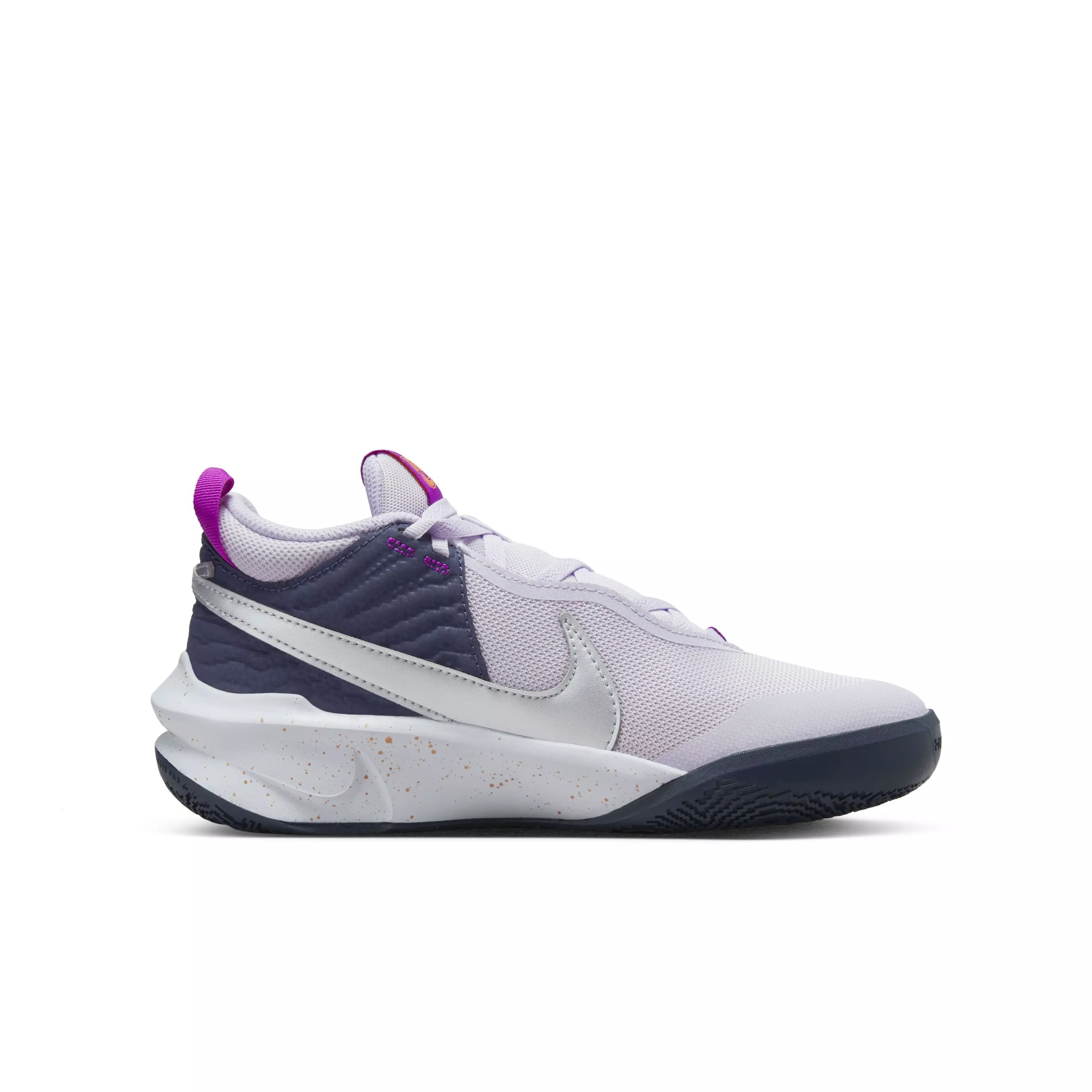 Nike Team Hustle D 10 SE "Barely Grape/Metallic Silver" Grade School Boys' Basketball Shoe - GRAPE/SILVER