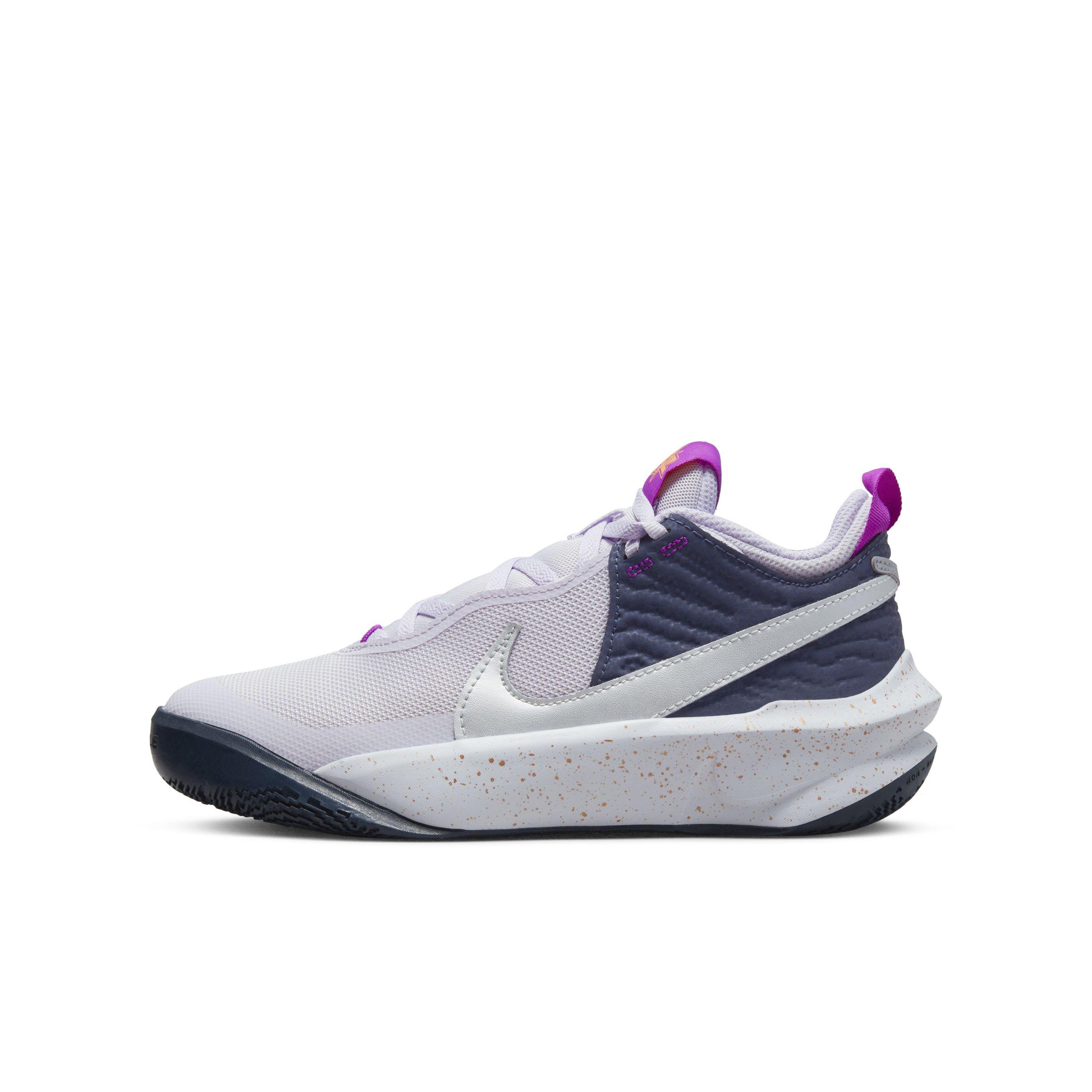 Nike Team Hustle D 10 SE "Barely Grape/Metallic Silver" Grade School Boys' Basketball Shoe - GRAPE/SILVER Thumbnail View 2