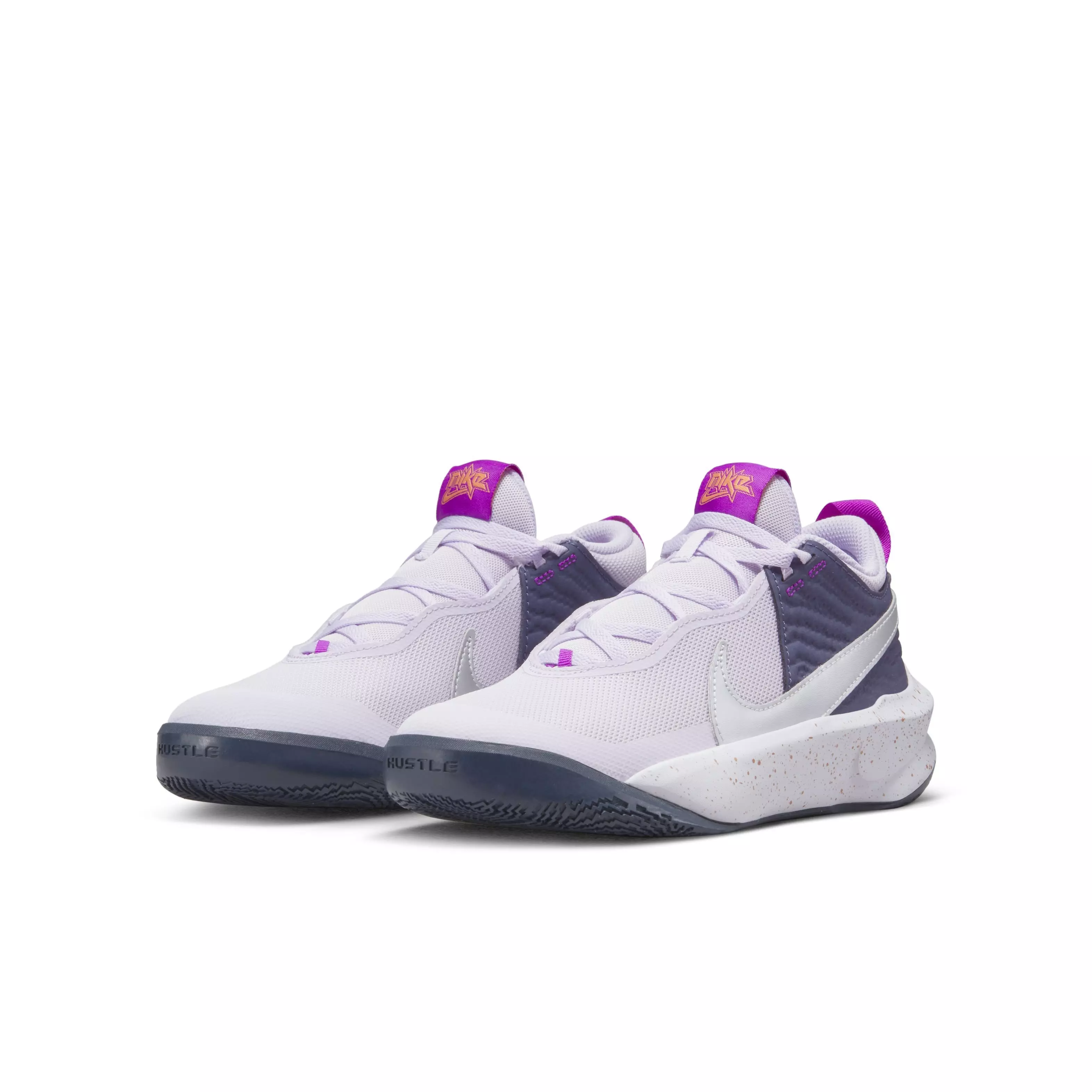 Nike Team Hustle D 10 SE "Barely Grape/Metallic Silver" Grade School Boys' Basketball Shoe - GRAPE/SILVER
