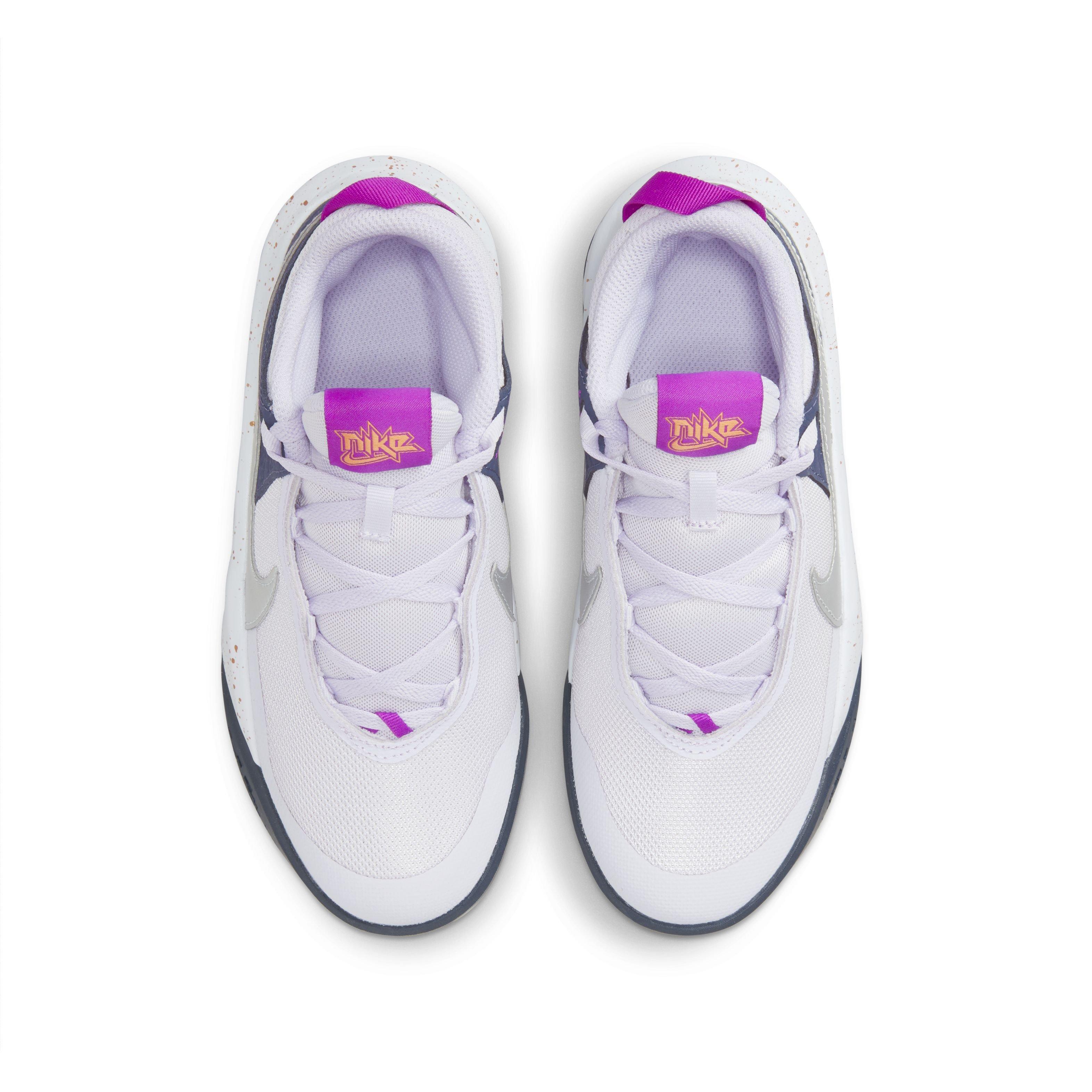 Nike Team Hustle D 10 SE "Barely Grape/Metallic Silver" Grade School Boys' Basketball Shoe - GRAPE/SILVER Thumbnail View 4