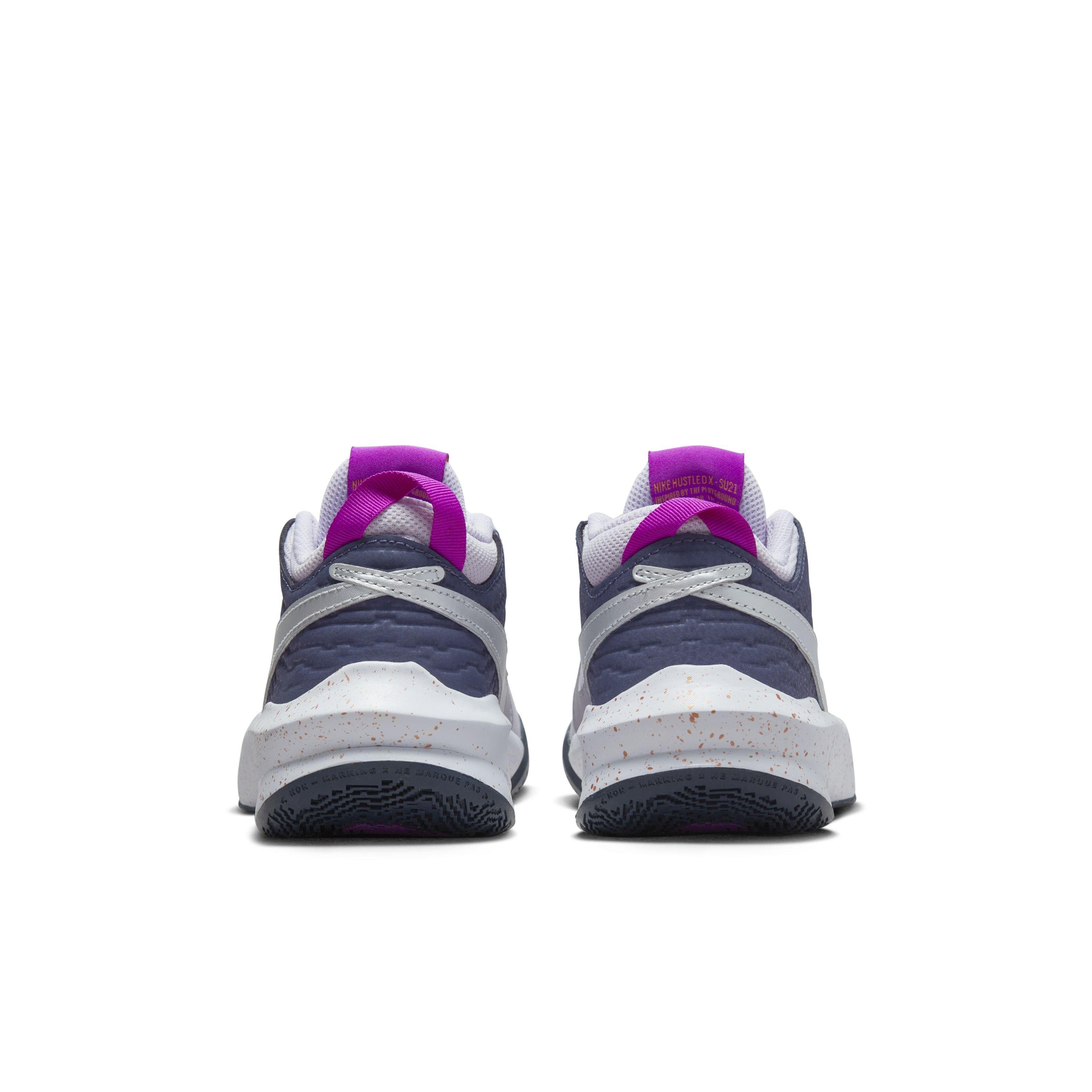 Nike Team Hustle D 10 SE "Barely Grape/Metallic Silver" Grade School Boys' Basketball Shoe - GRAPE/SILVER Thumbnail View 5