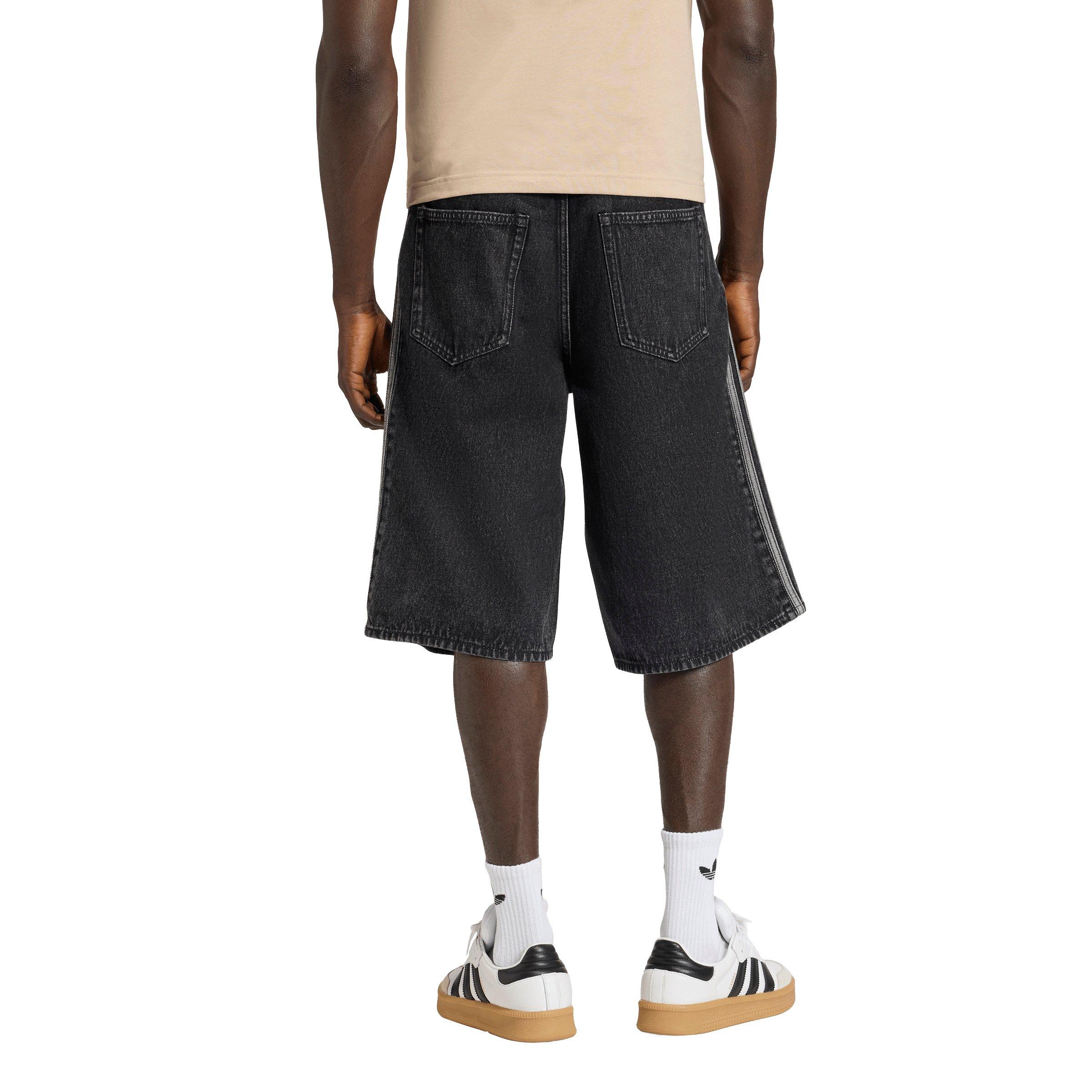 adidas Originals Men's Adicolor Firebird Black Wash Denim Jorts - BLACK