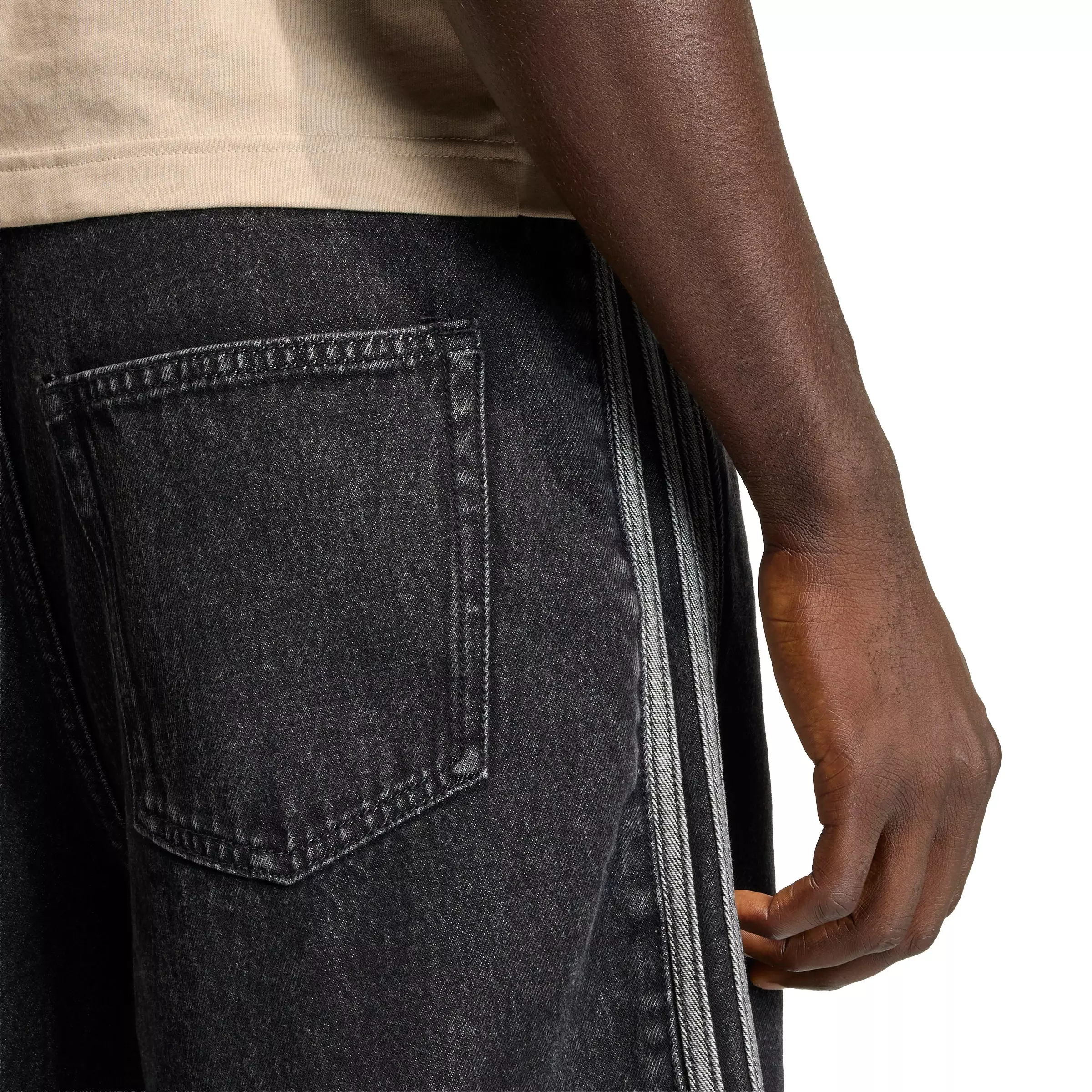 adidas Originals Men's Adicolor Firebird Black Wash Denim Jorts - BLACK