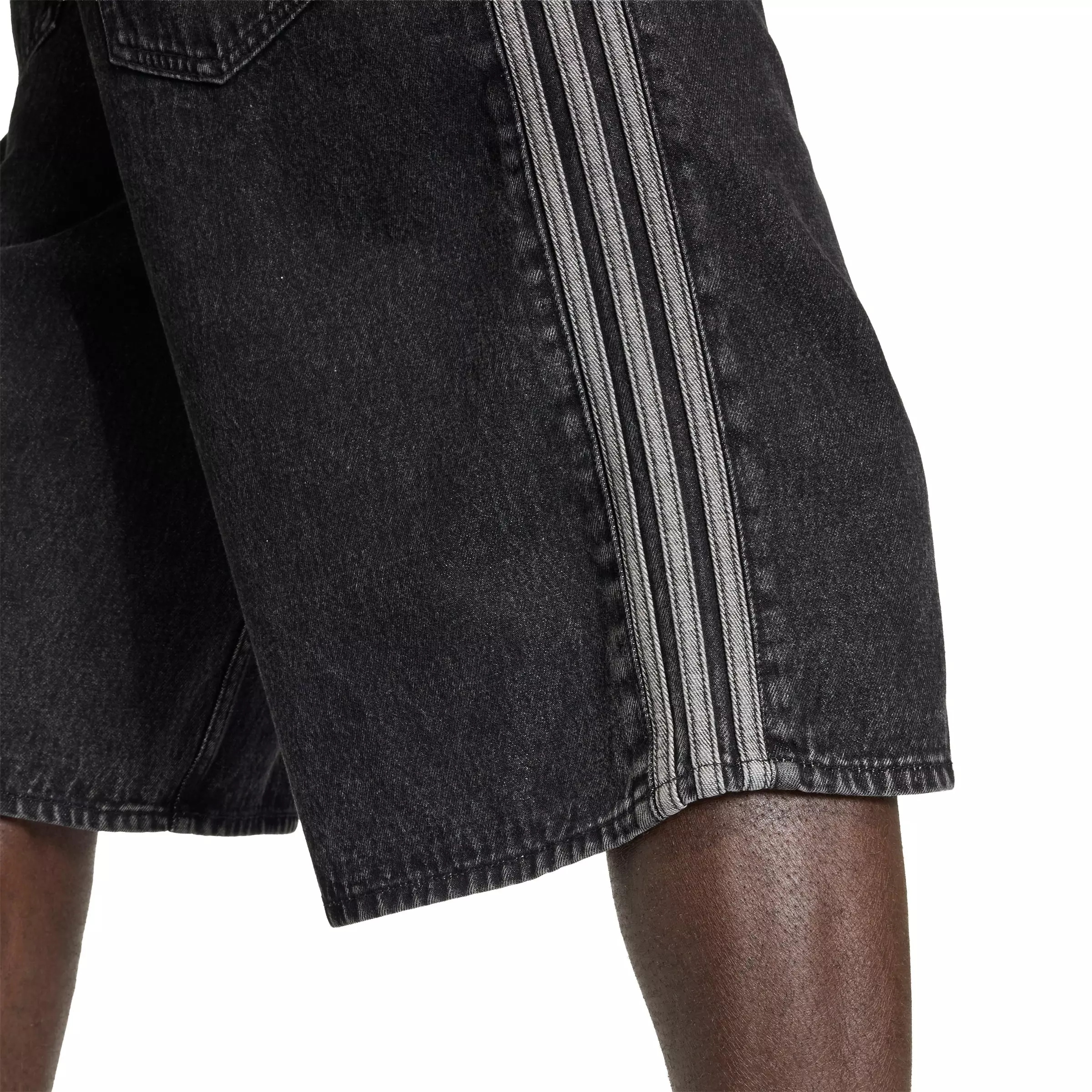 adidas Originals Men's Adicolor Firebird Black Wash Denim Jorts - BLACK