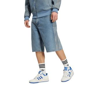 adidas Originals Men's Adicolor Firebird Mis-Rise Worn Blue Wash Denim Jorts - BLUE