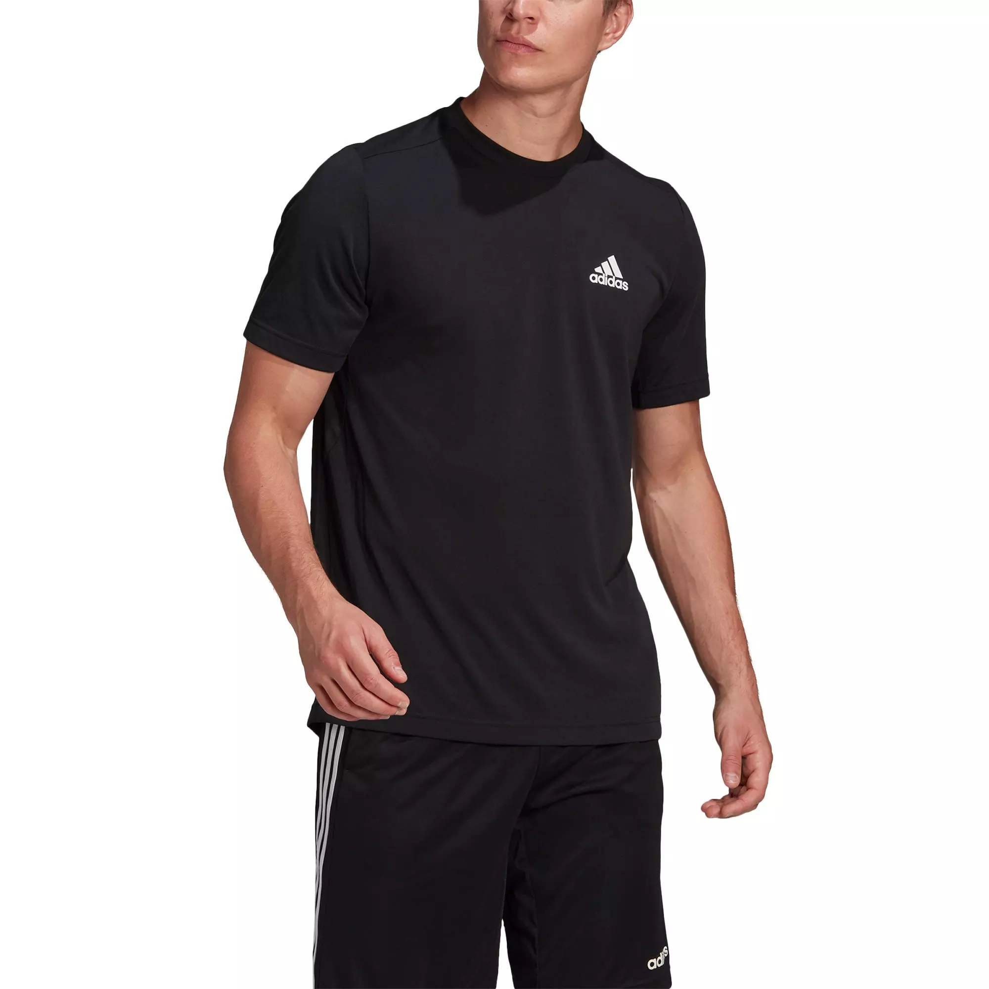 adidas Men's Aeroready Designed 2 Move Feelready Black/White Sport Tee - BLACK/WHITE