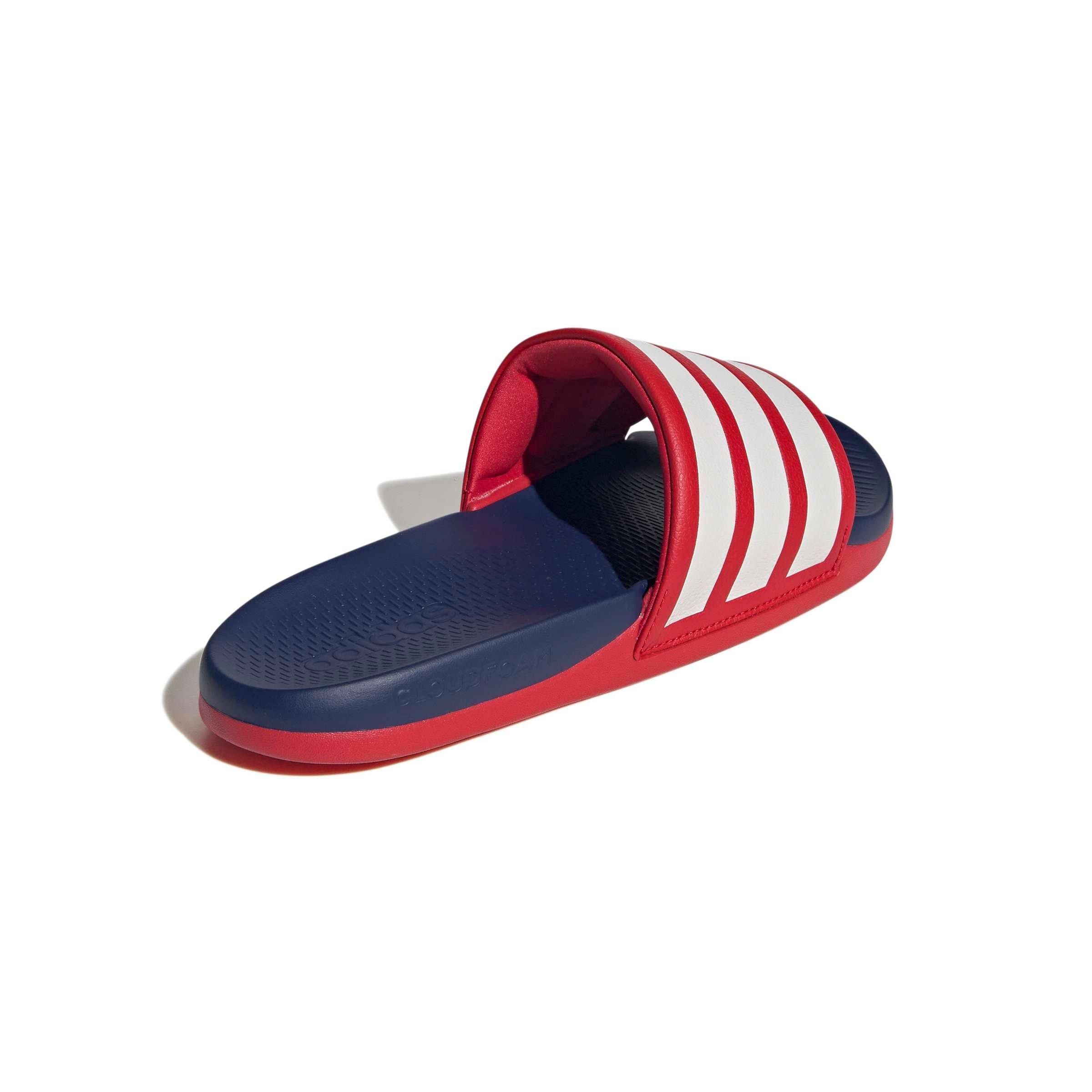 adidas Adilette Comfort 2.0 "Better Scarlet/Crystal White/Dark Blue" Men's Slide - SCARLET/WHITE/DK BLUE