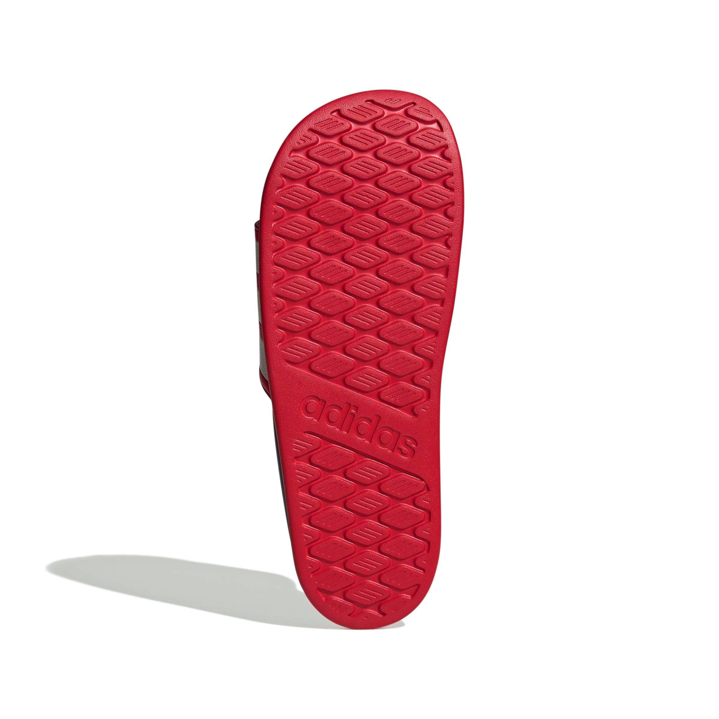 adidas Adilette Comfort 2.0 "Better Scarlet/Crystal White/Dark Blue" Men's Slide - SCARLET/WHITE/DK BLUE