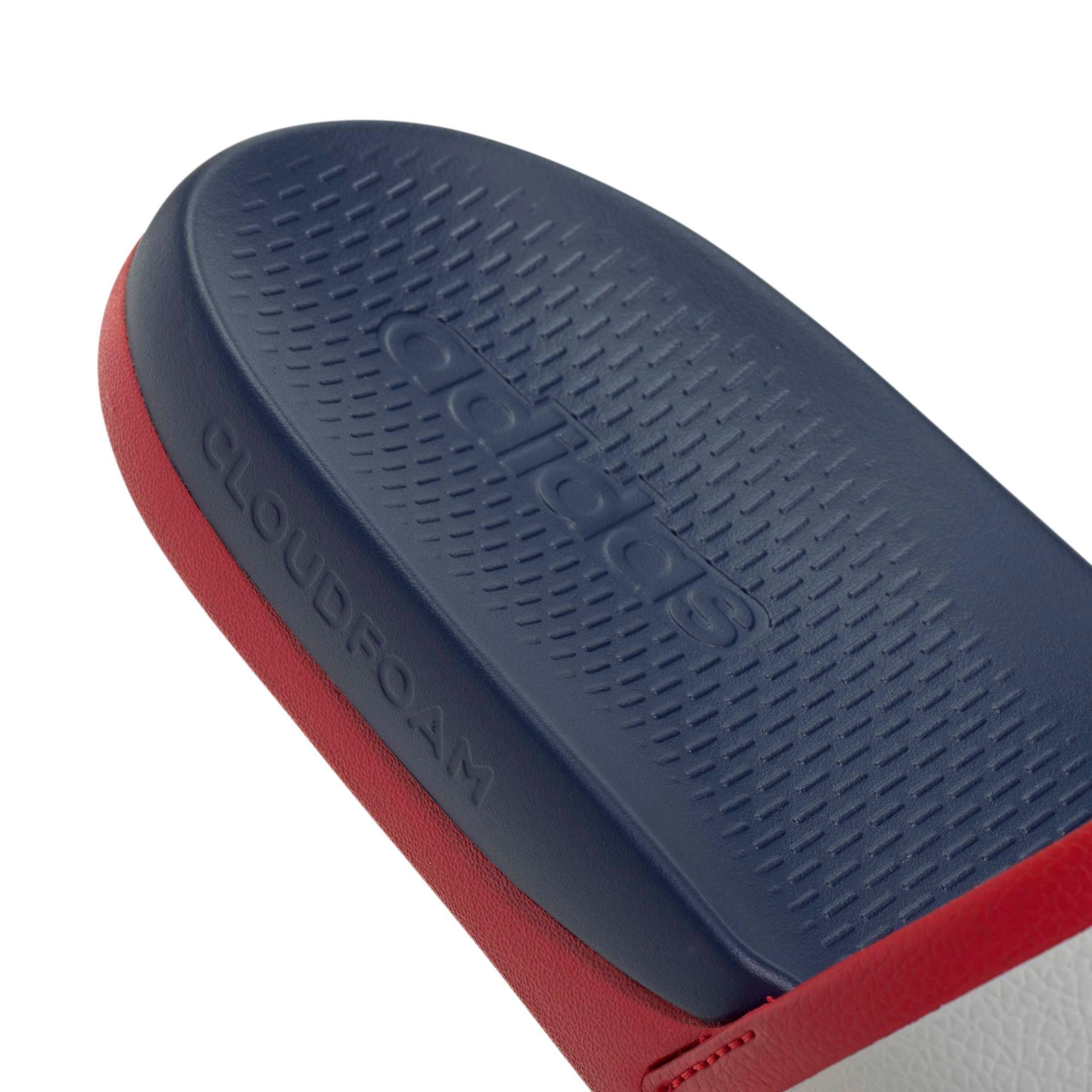 adidas Adilette Comfort 2.0 "Better Scarlet/Crystal White/Dark Blue" Men's Slide - SCARLET/WHITE/DK BLUE