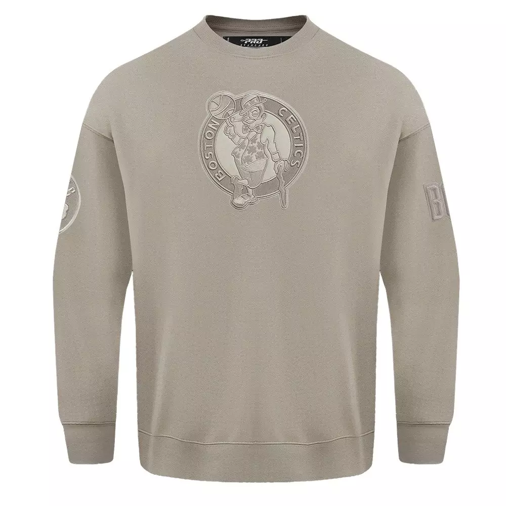 Pro Standard Men's NBA Boston Celtics Neutral Drop Should Fleece Crewneck​ Sweatshirt -Tan - TAN