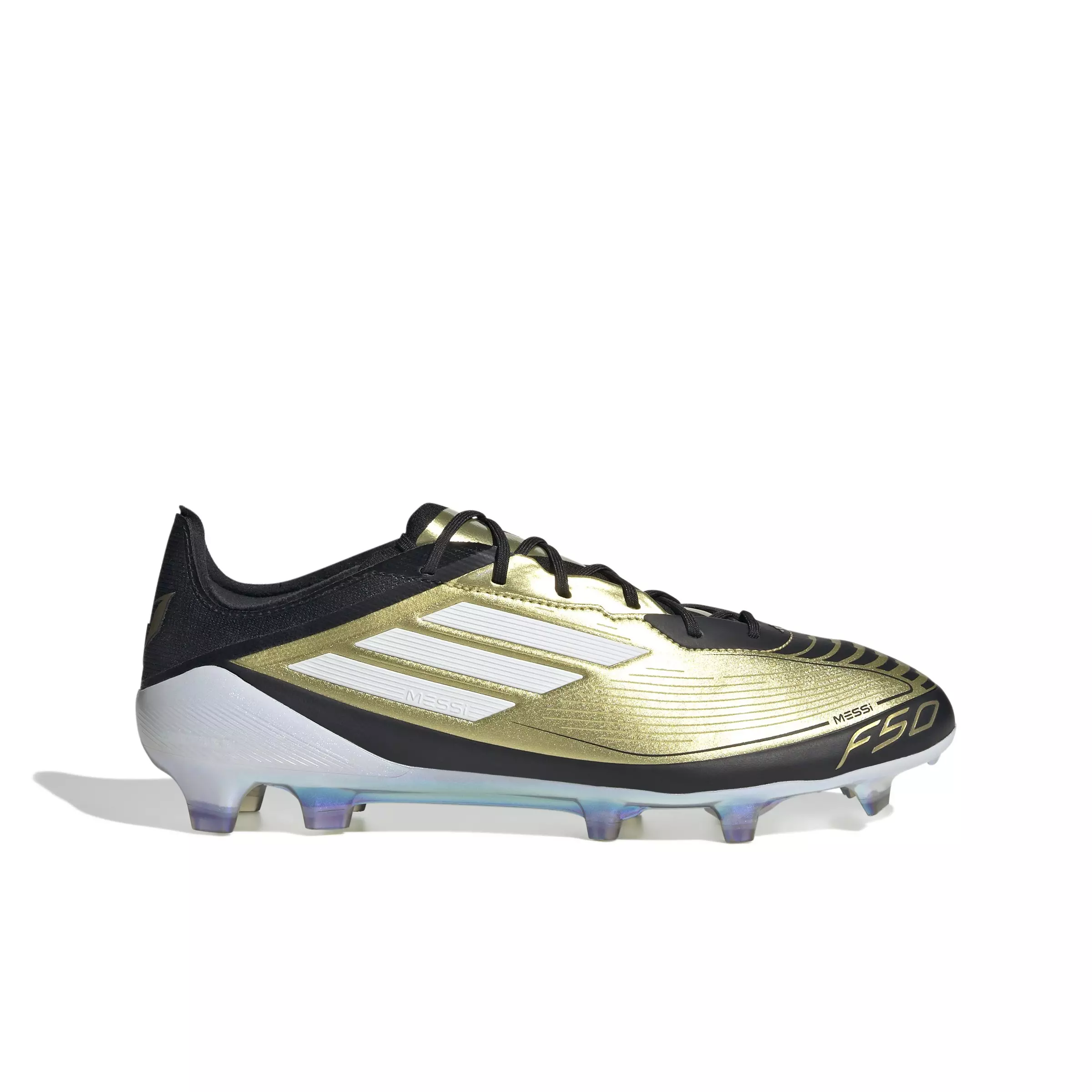 adidas F50 Elite Messi Firm Ground "Gold Metallic/Cloud White/Core Black" Men's Soccer Cleat - GOLD/WHITE/BLACK