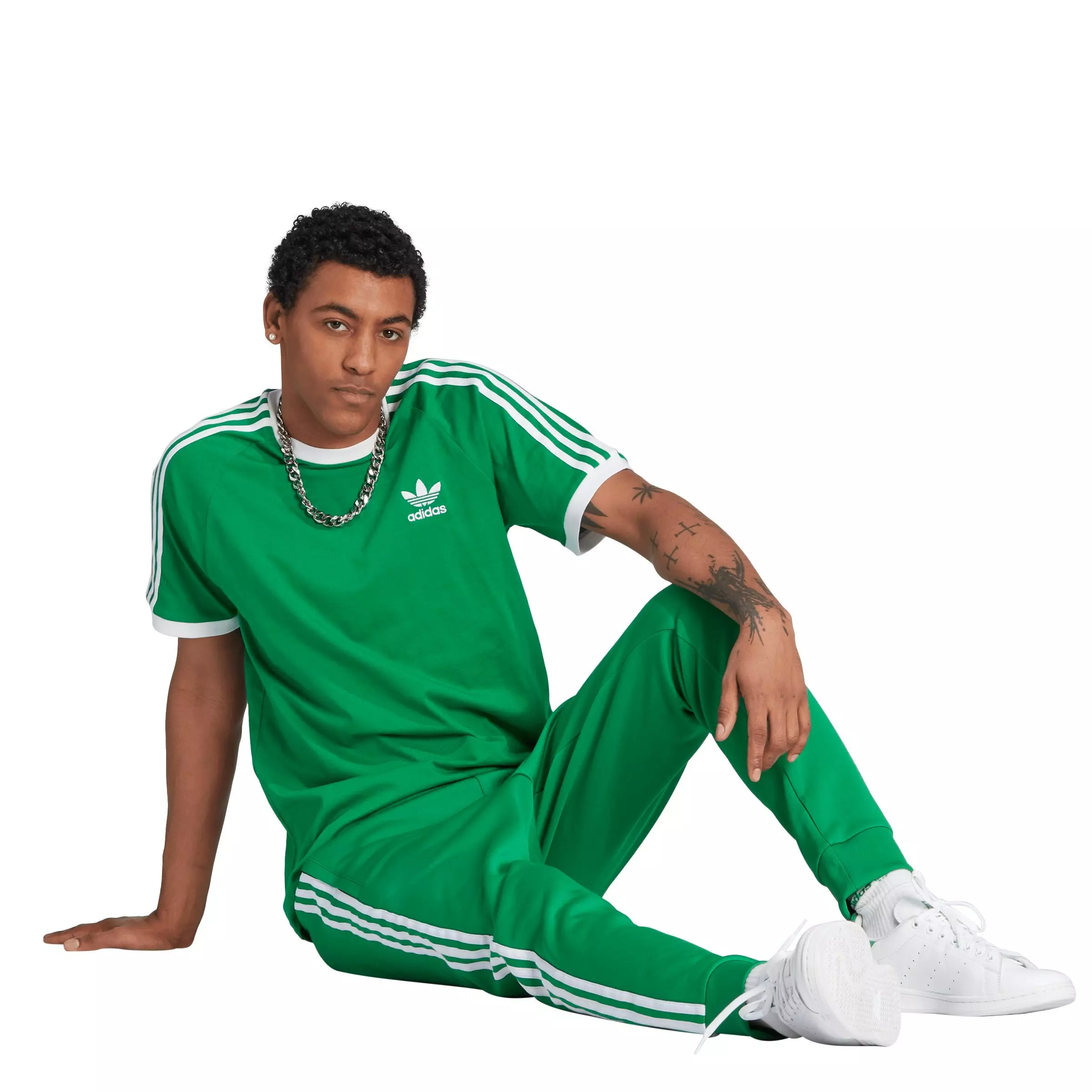 adidas Originals Men's Adicolor Classics 3-Stripes T-Shirt-Green - GREEN