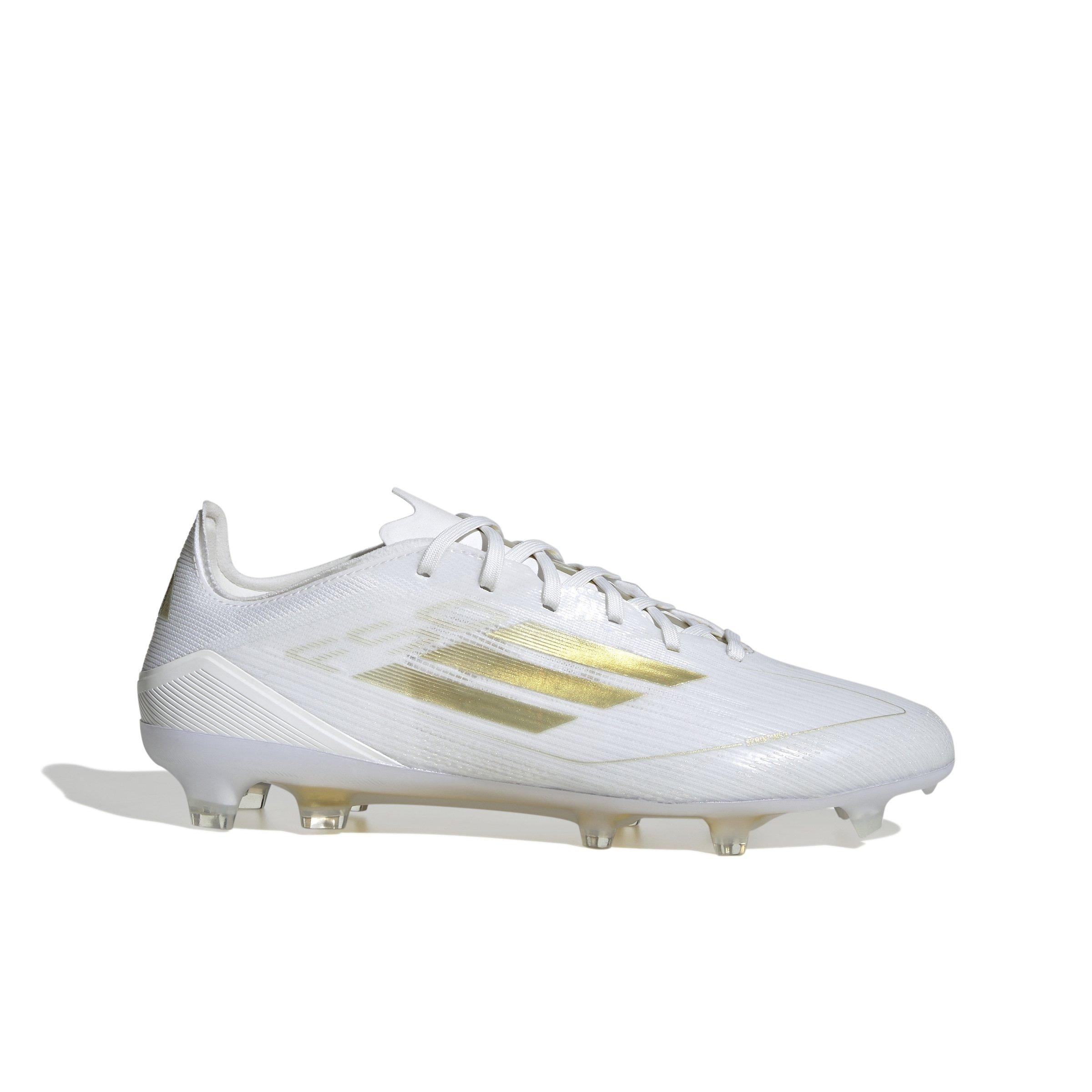 adidas F50 Pro Firm Ground Cloud White Gold Metallic Cloud White Men s Soccer Cleat Hibbett