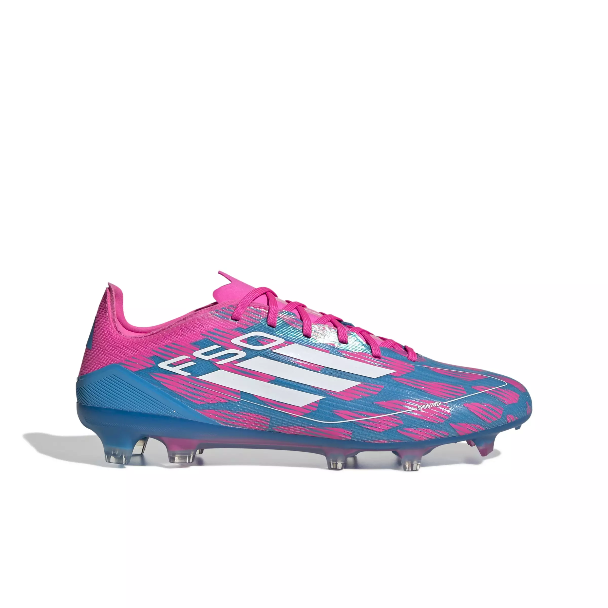 adidas F50 Pro Firm Ground "Solar Blue/Cloud White/Solar Pink" Grade School Kids' Soccer Cleat - BLUE/WHITE/PINK