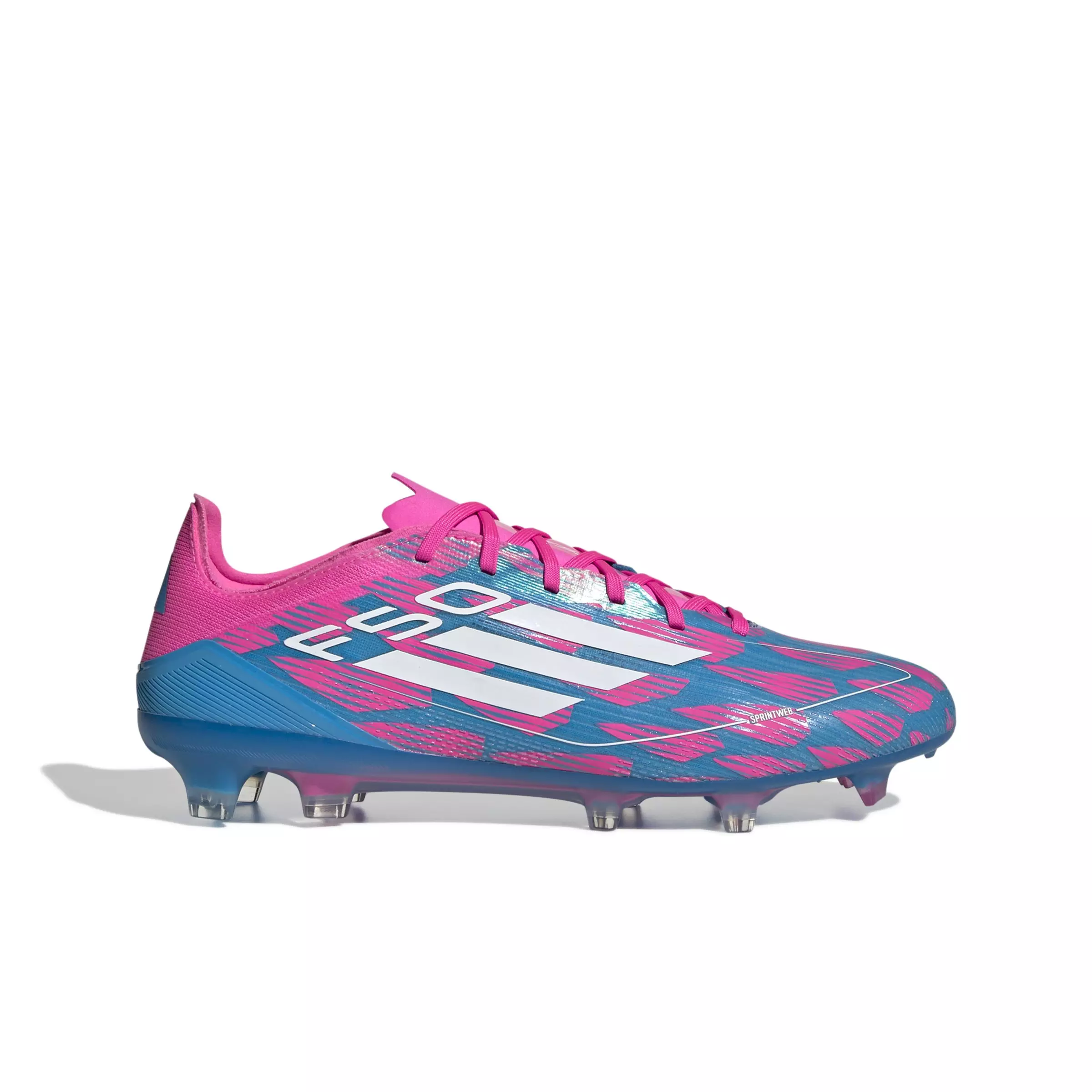 adidas F50 Pro Firm Ground "Solar Blue/Cloud White/Solar Pink" Men's Soccer Cleat - BLUE/WHITE/PINK