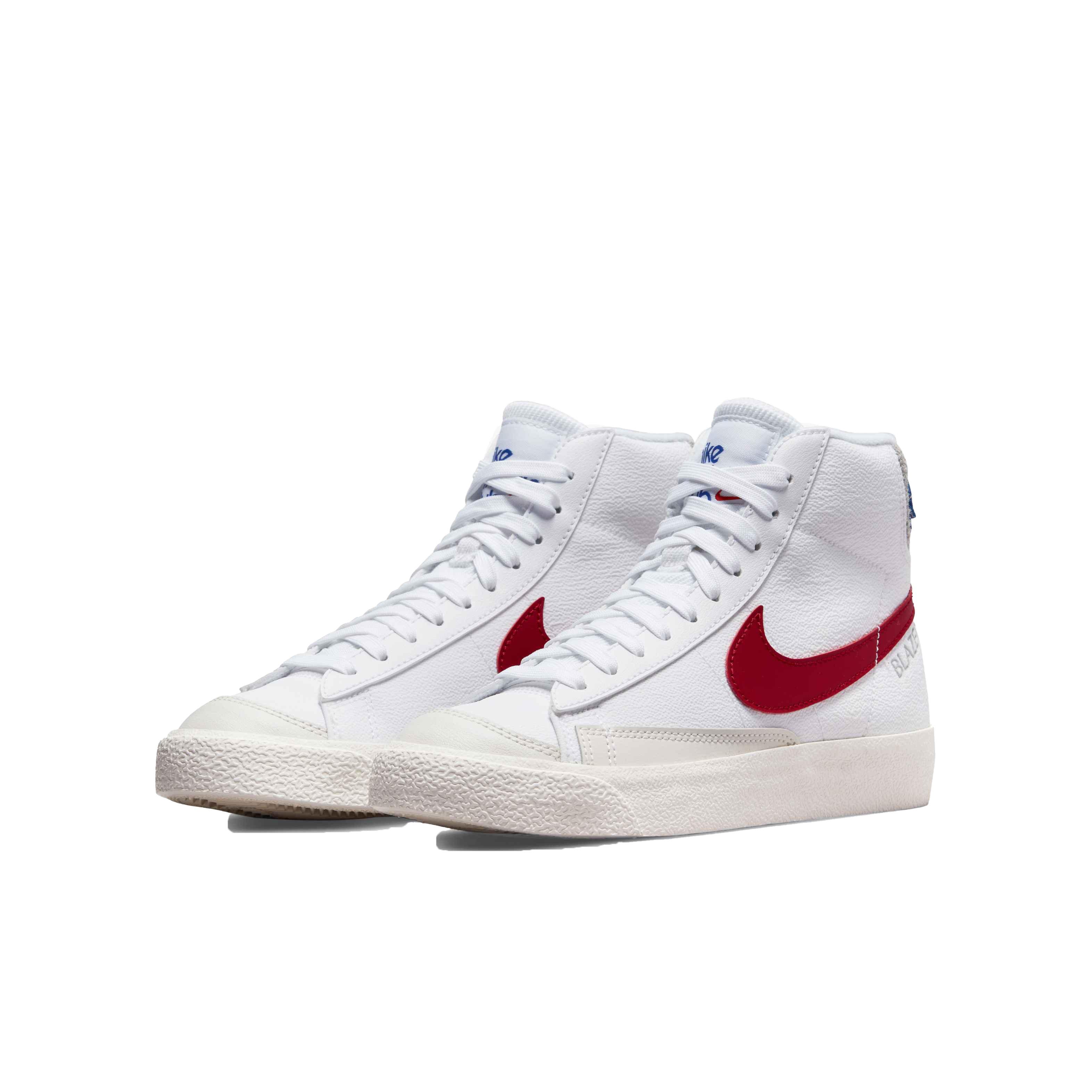 Nike Blazer Mid '77 "White/Gym Red/Light Smoke Grey/Phantom" Grade School Boys' Shoe - WHITE Thumbnail View 3