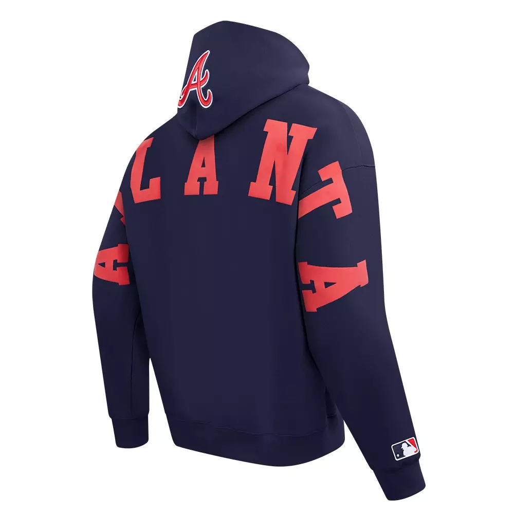 Pro Standard Men's Atlanta Braves Wingspan Drop Shoulder Fleece Pullover Hoodie - NAVY
