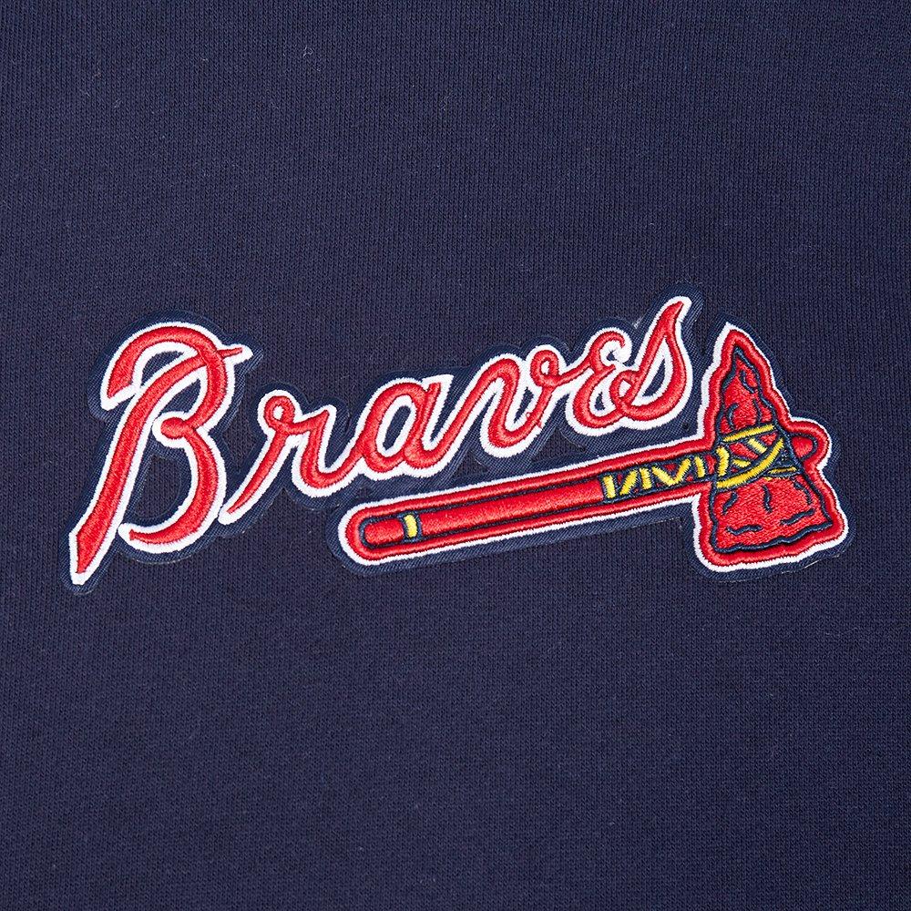 Pro Standard Men's Atlanta Braves Wingspan Drop Shoulder Fleece Pullover Hoodie - NAVY Thumbnail View 5