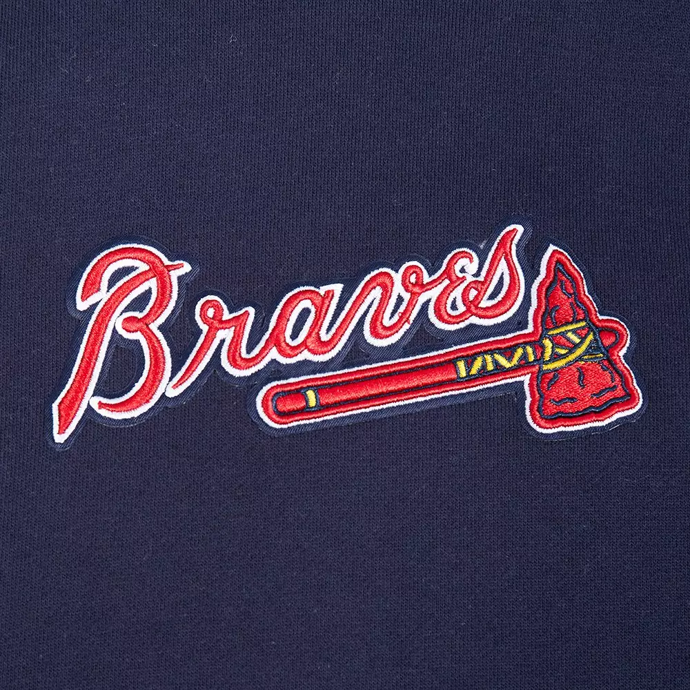 Pro Standard Men's Atlanta Braves Wingspan Drop Shoulder Fleece Pullover Hoodie - NAVY