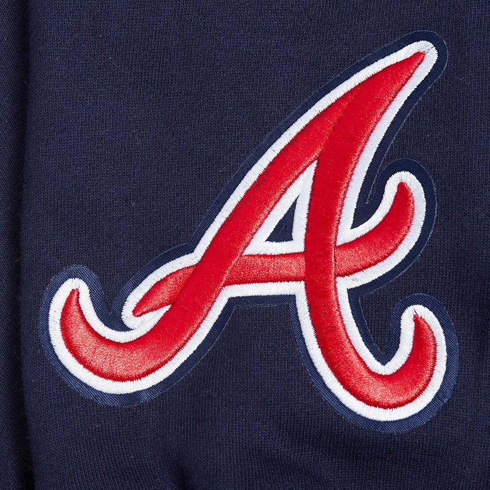 Pro Standard Men's Atlanta Braves Wingspan Drop Shoulder Fleece Pullover Hoodie - NAVY Thumbnail View 6