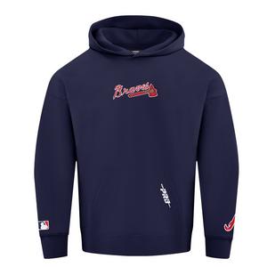 Pro Standard Men's Atlanta Braves Wingspan Drop Shoulder Fleece Pullover Hoodie
