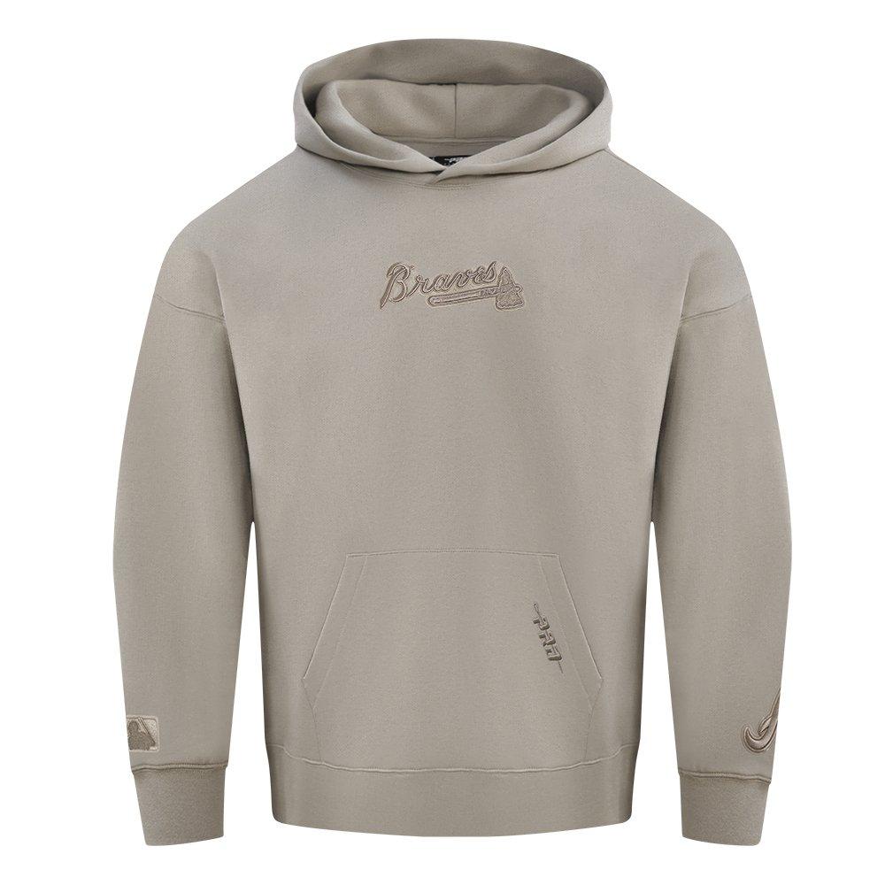 Pro Standard Men's Atlanta Braves Wingspan Drop Shoulder Fleece Pullover Hoodie - TAN Thumbnail View 1