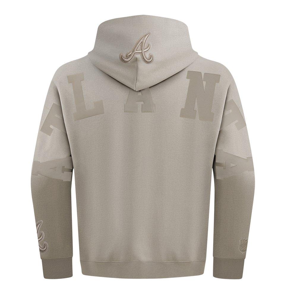 Pro Standard Men's Atlanta Braves Wingspan Drop Shoulder Fleece Pullover Hoodie - TAN Thumbnail View 2