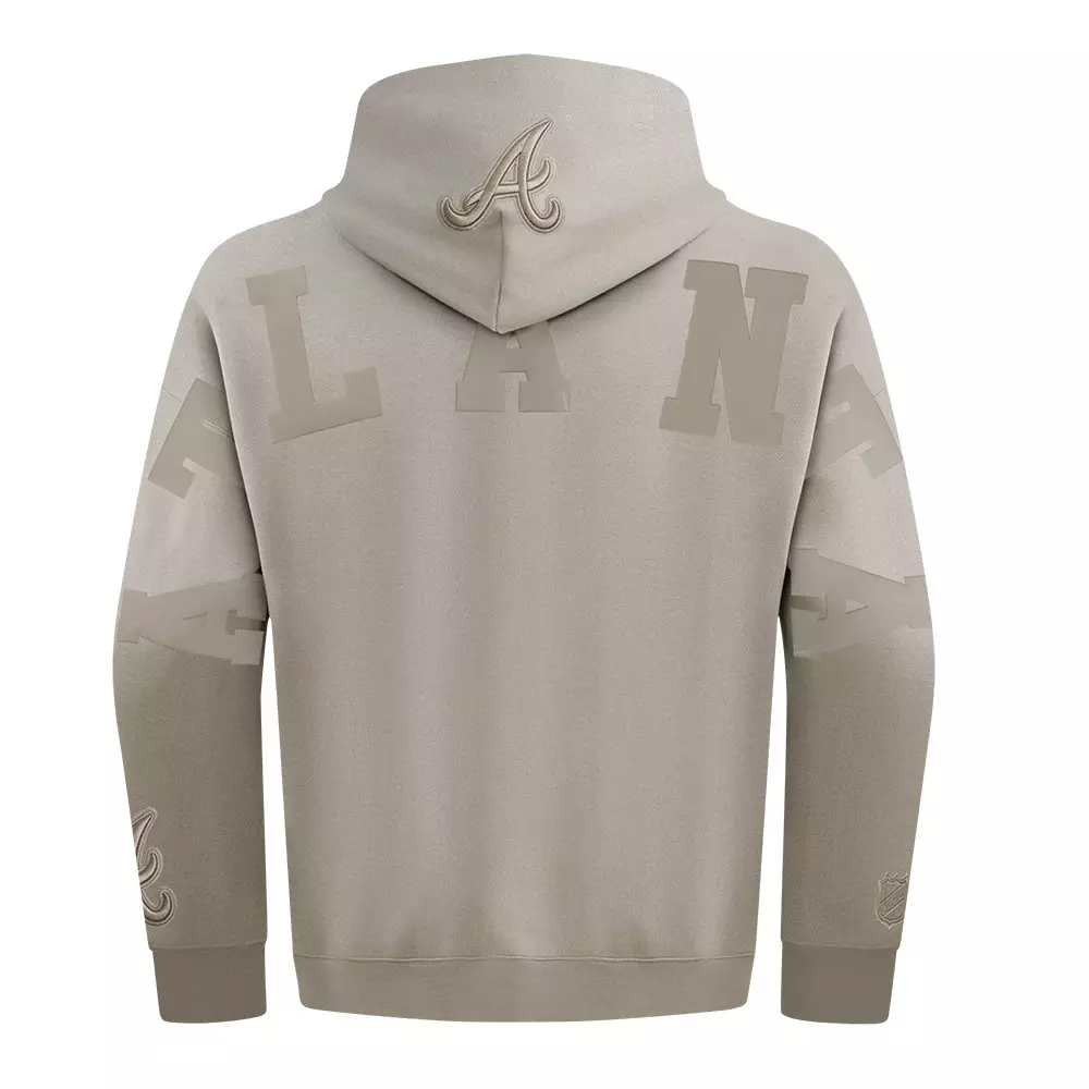 Pro Standard Men's Atlanta Braves Wingspan Drop Shoulder Fleece Pullover Hoodie - TAN